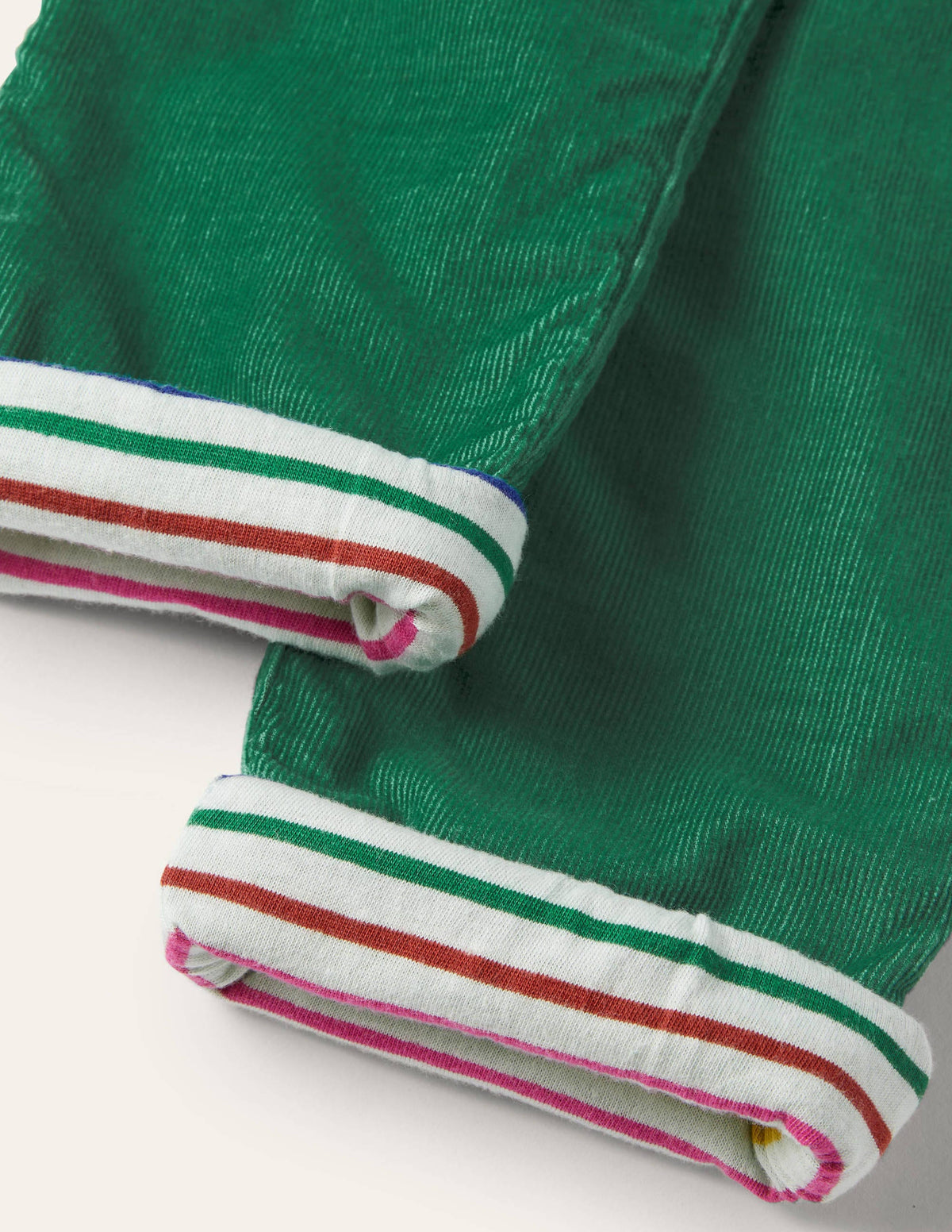 Lined Pull-on Cord Trousers-Forest Green - Image 3