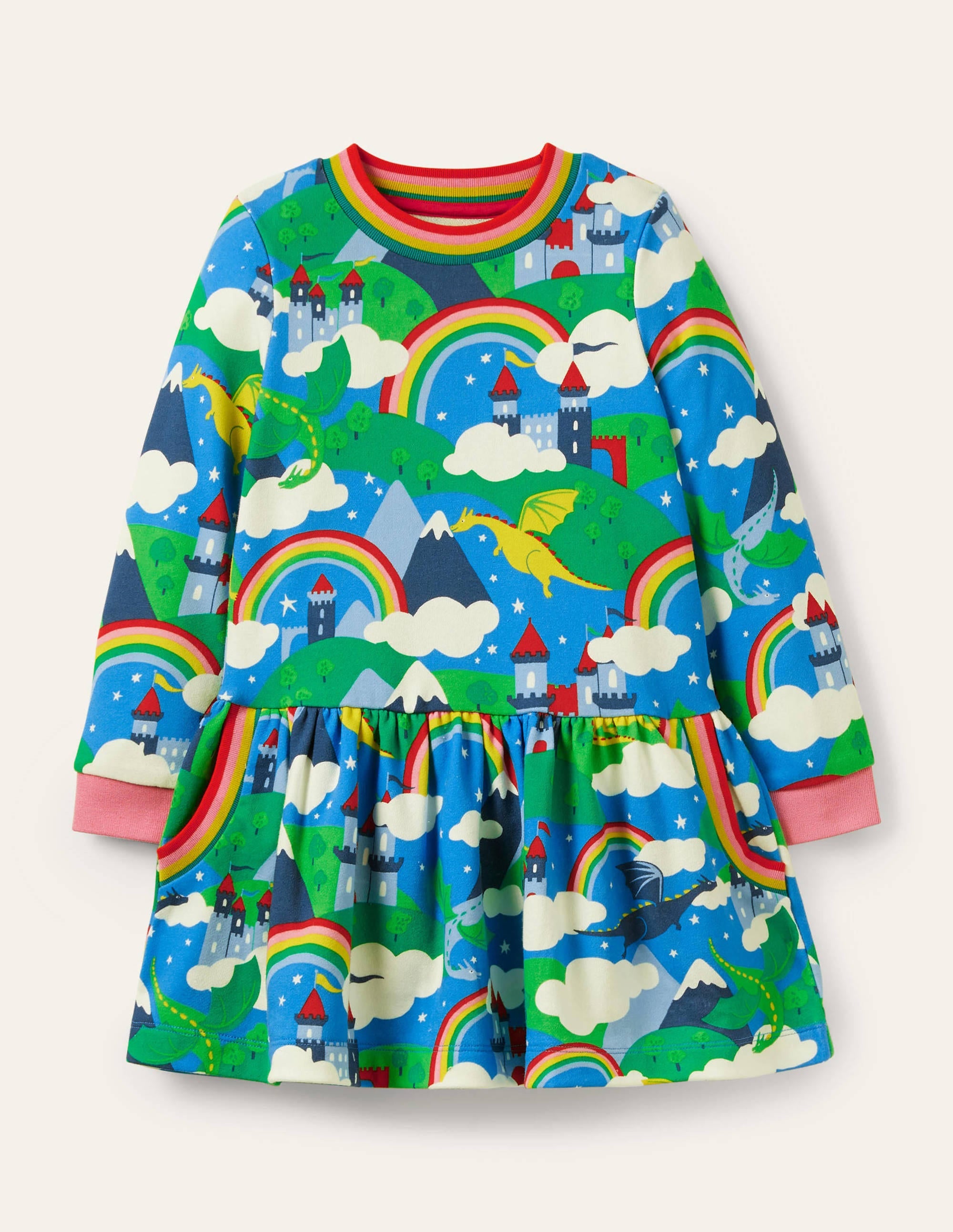 Cosy Printed Sweatshirt Dress-Multi Dragon Sky - Image 1