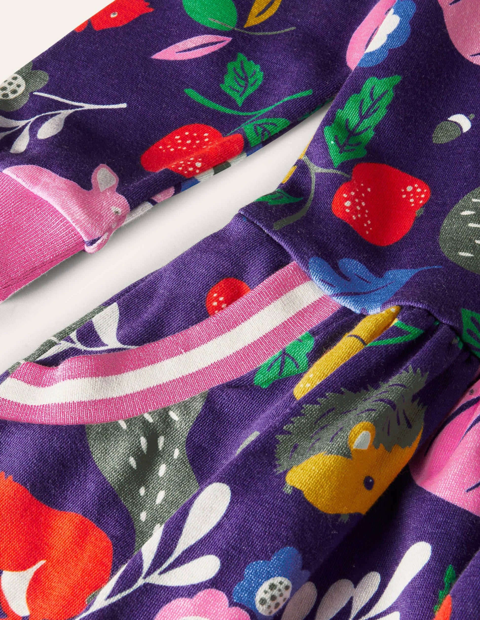 Cosy Printed Sweatshirt Dress-Starboard Blue Forest Friends-3