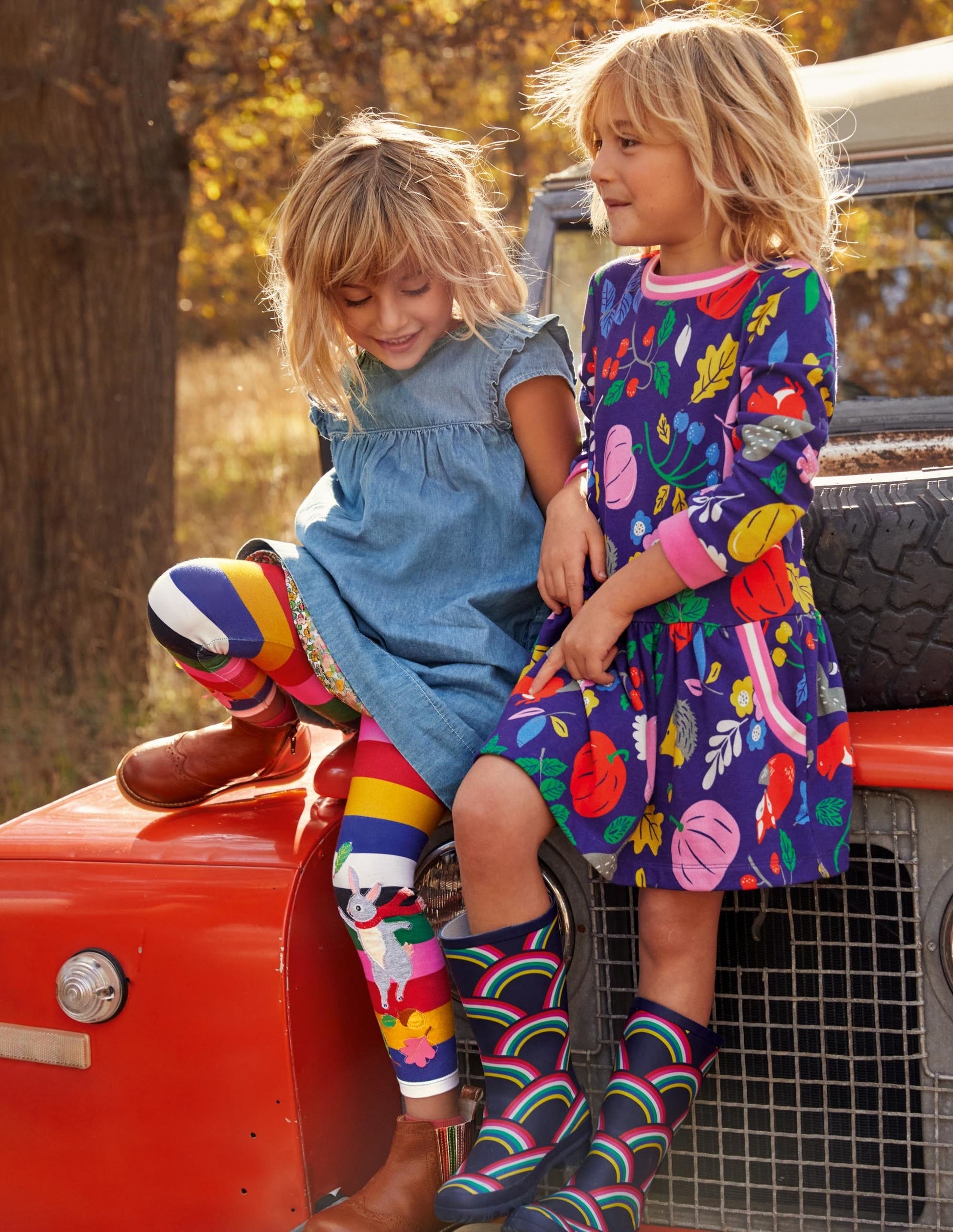 Cosy Printed Sweatshirt Dress-Starboard Blue Forest Friends-4