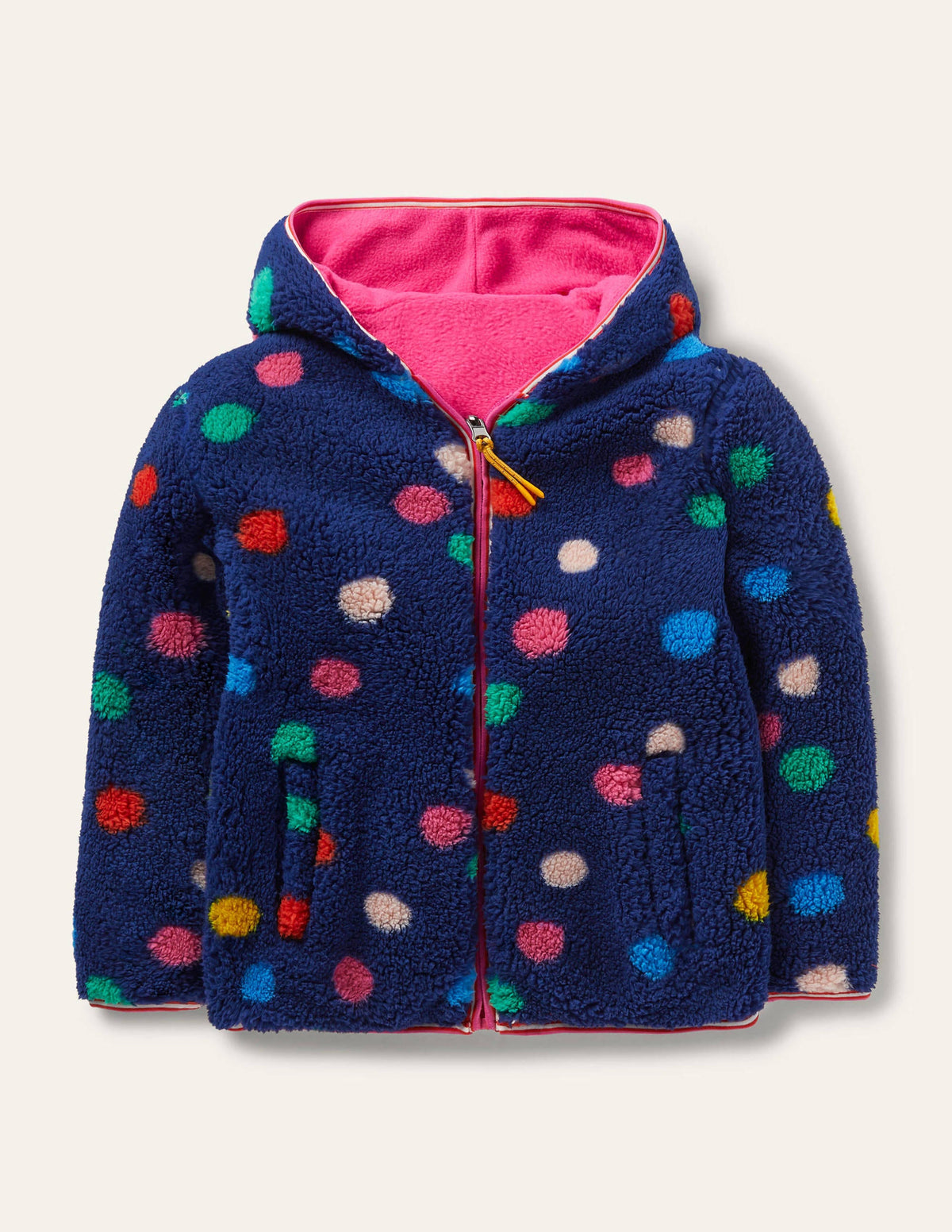 Cosy Reversible Fleece Hoodie-Starboard Blue Multi Spot - Image 1