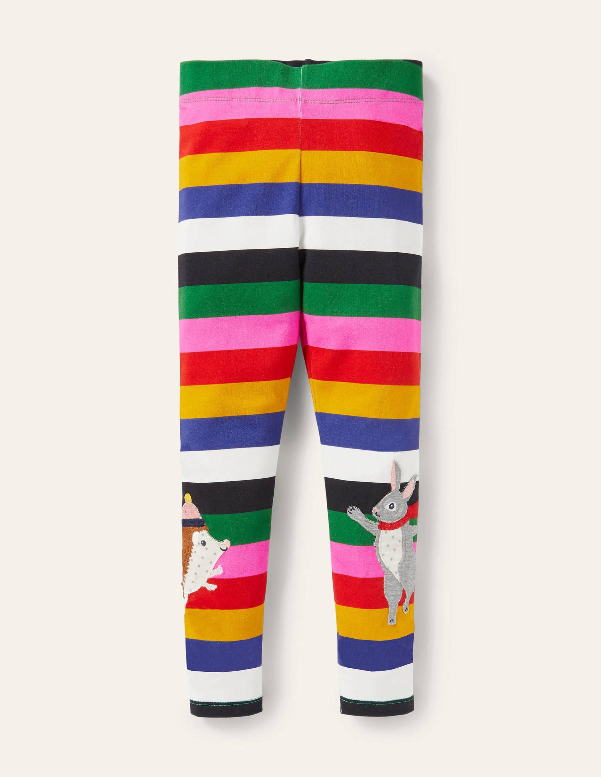 Fun Appliqué Leggings-Multi Stripe Animals-1