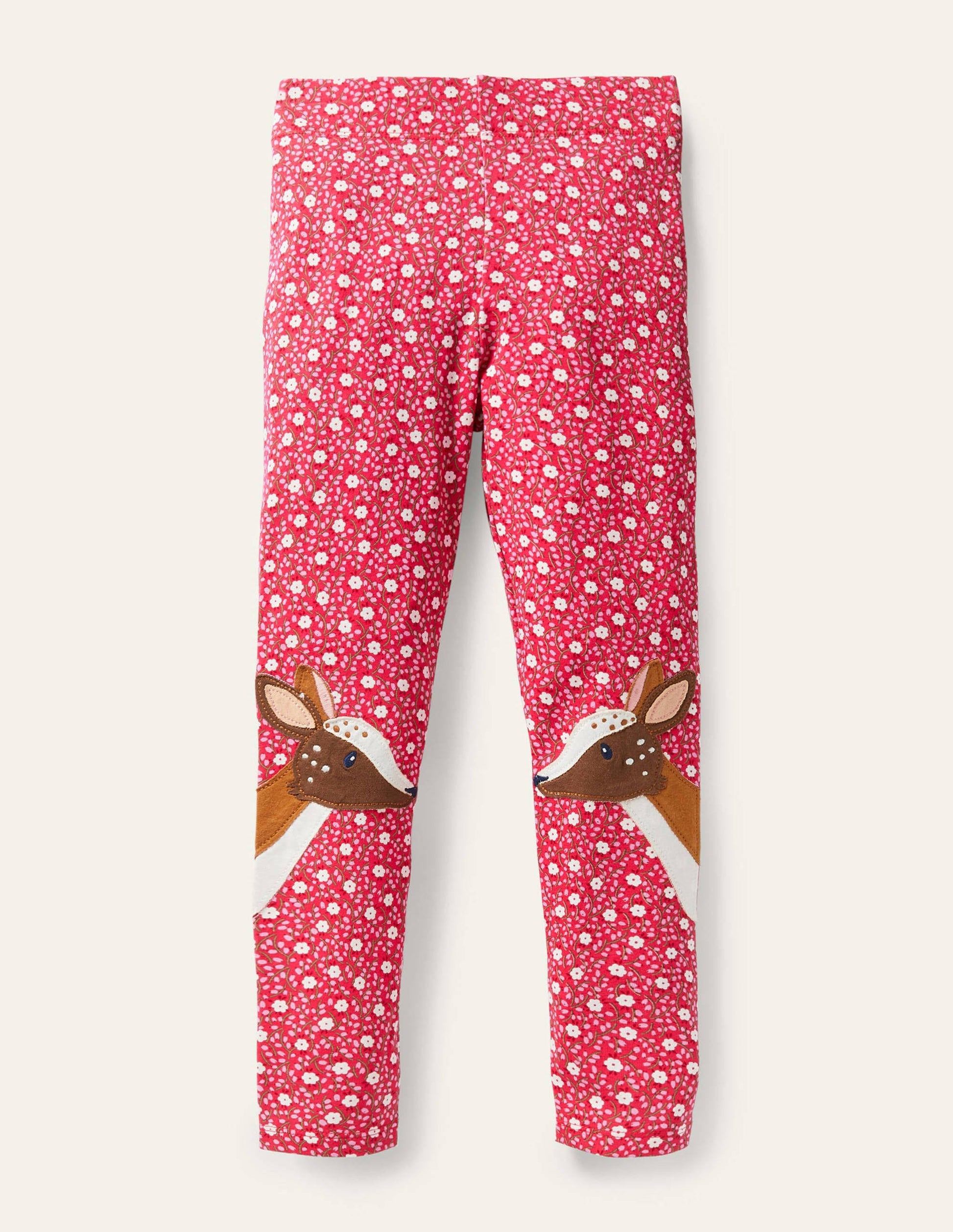 Fun Appliqué Leggings-Floral Ditsy Rose Deer-1