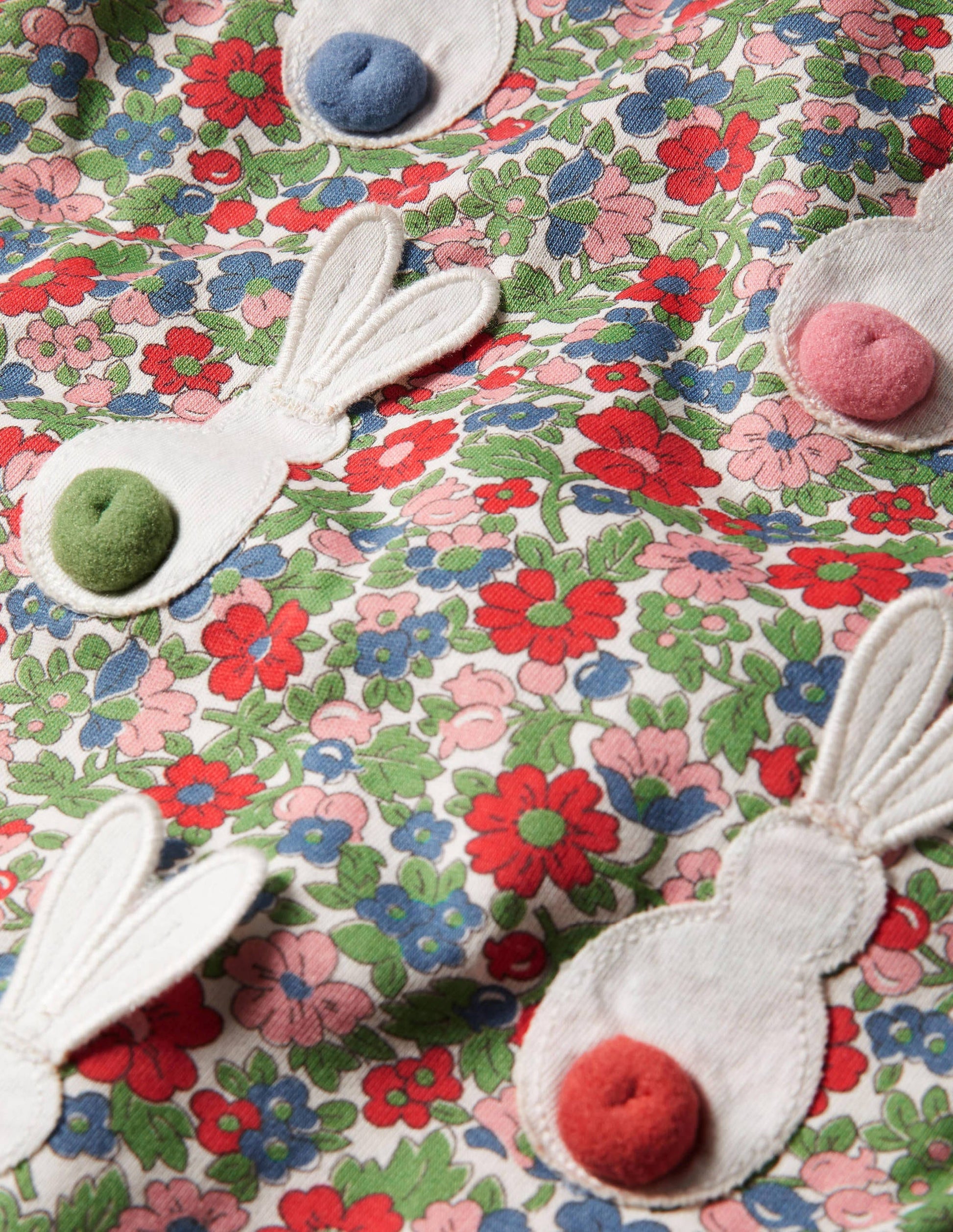 3D Flutter T-shirt-Multi Vintage Bloom Bunnies-3