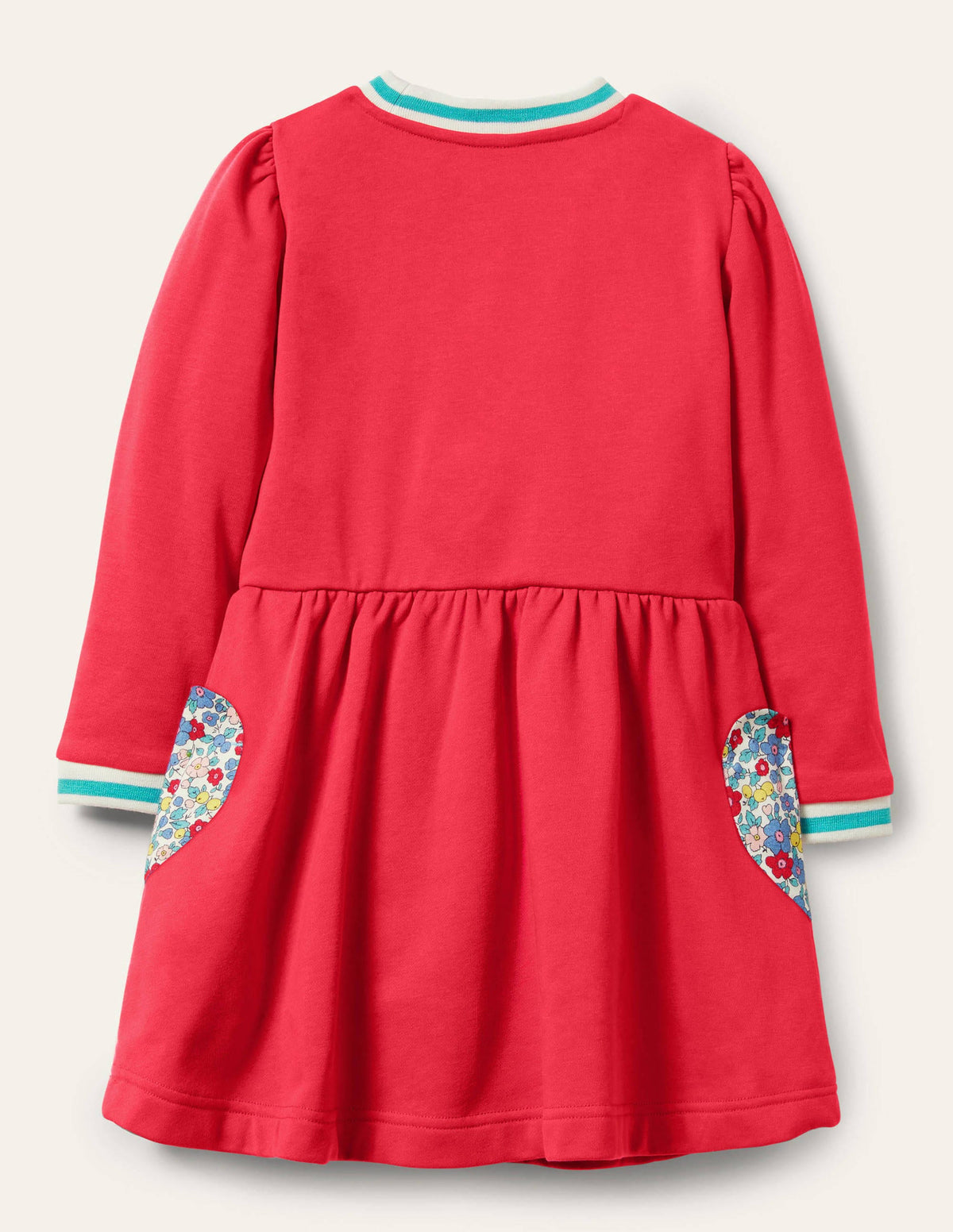 Appliqué Pocket Dress-Raspberry Pink Hearts-2