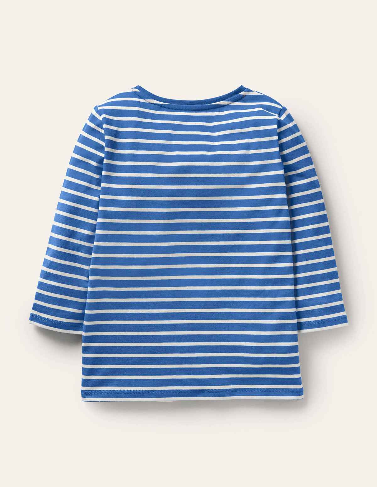 Embroidered Stripy T-shirt-Elizabethan Blue/Ivory Mouse-2