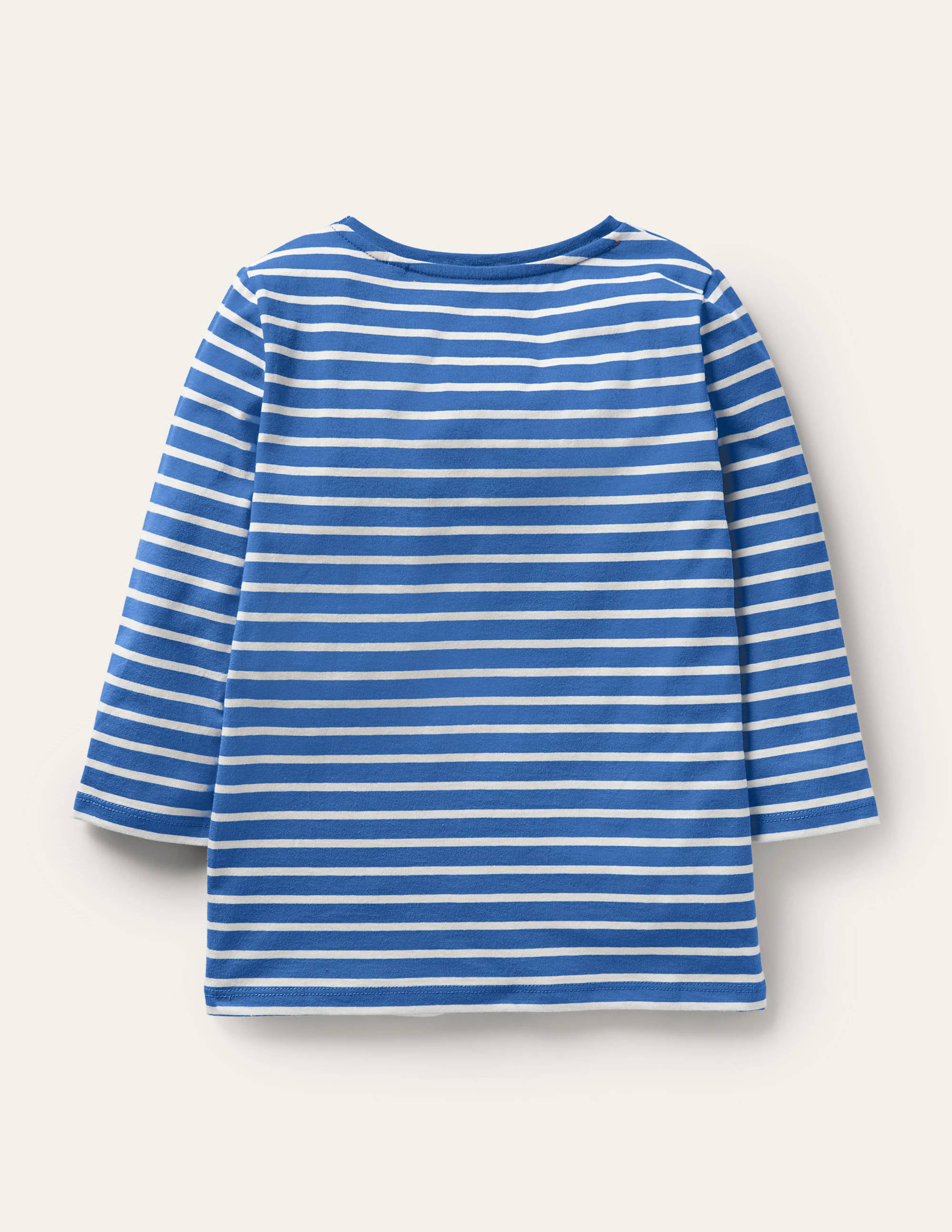 Embroidered Stripy T-shirt-Elizabethan Blue/Ivory Mouse - Image 2