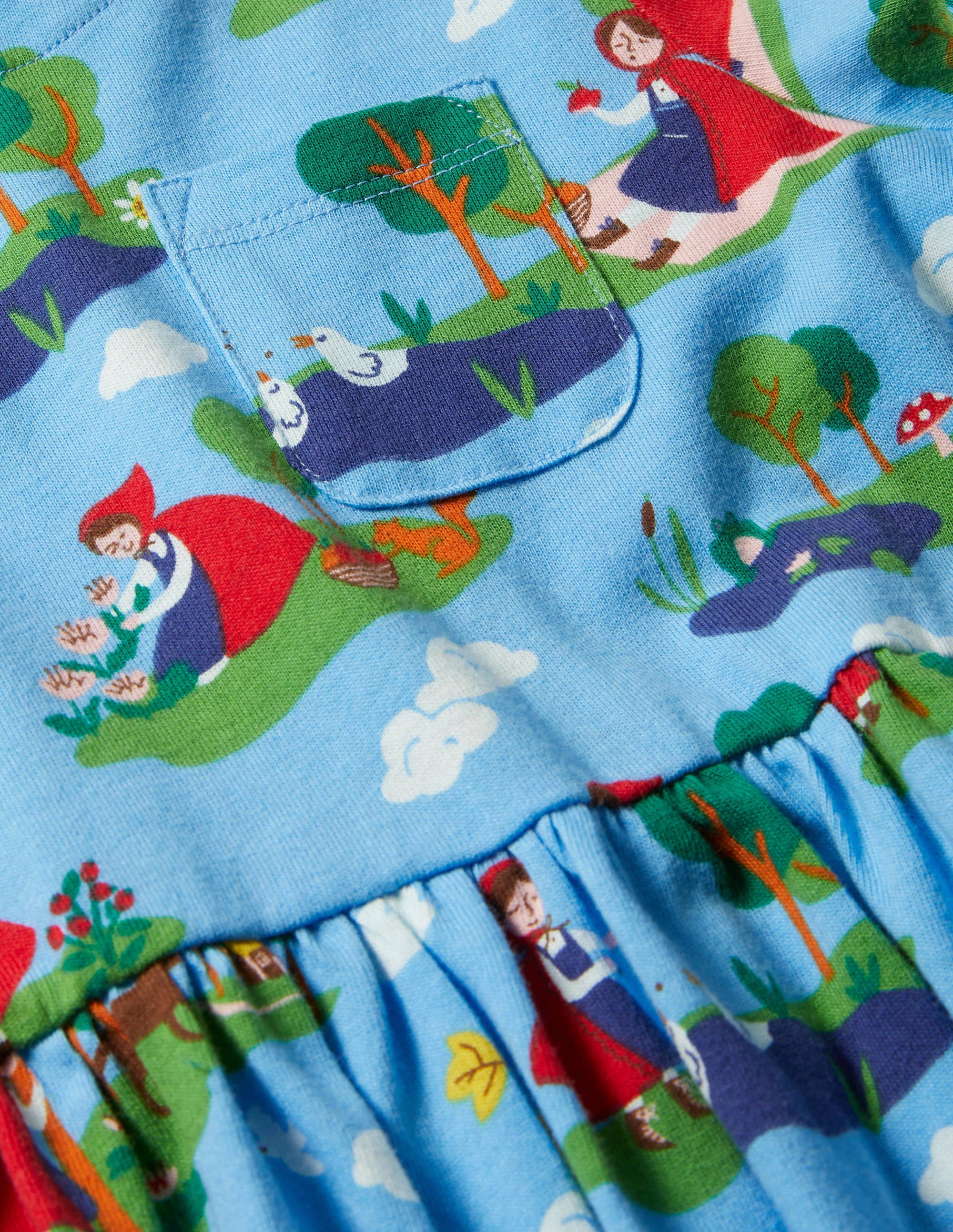 Long Sleeve Fun Jersey Dress-Surfboard Blue Red Riding Hood - Image 3