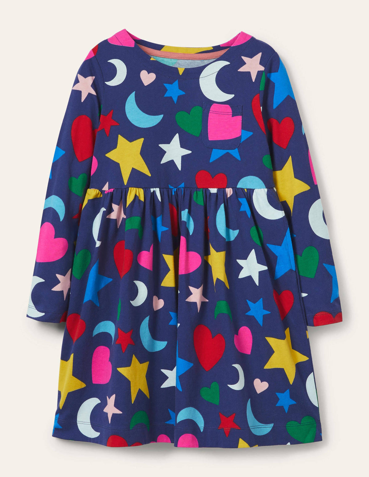 Long Sleeve Fun Jersey Dress-Starboard Blue Rainbow Magic - Image 1