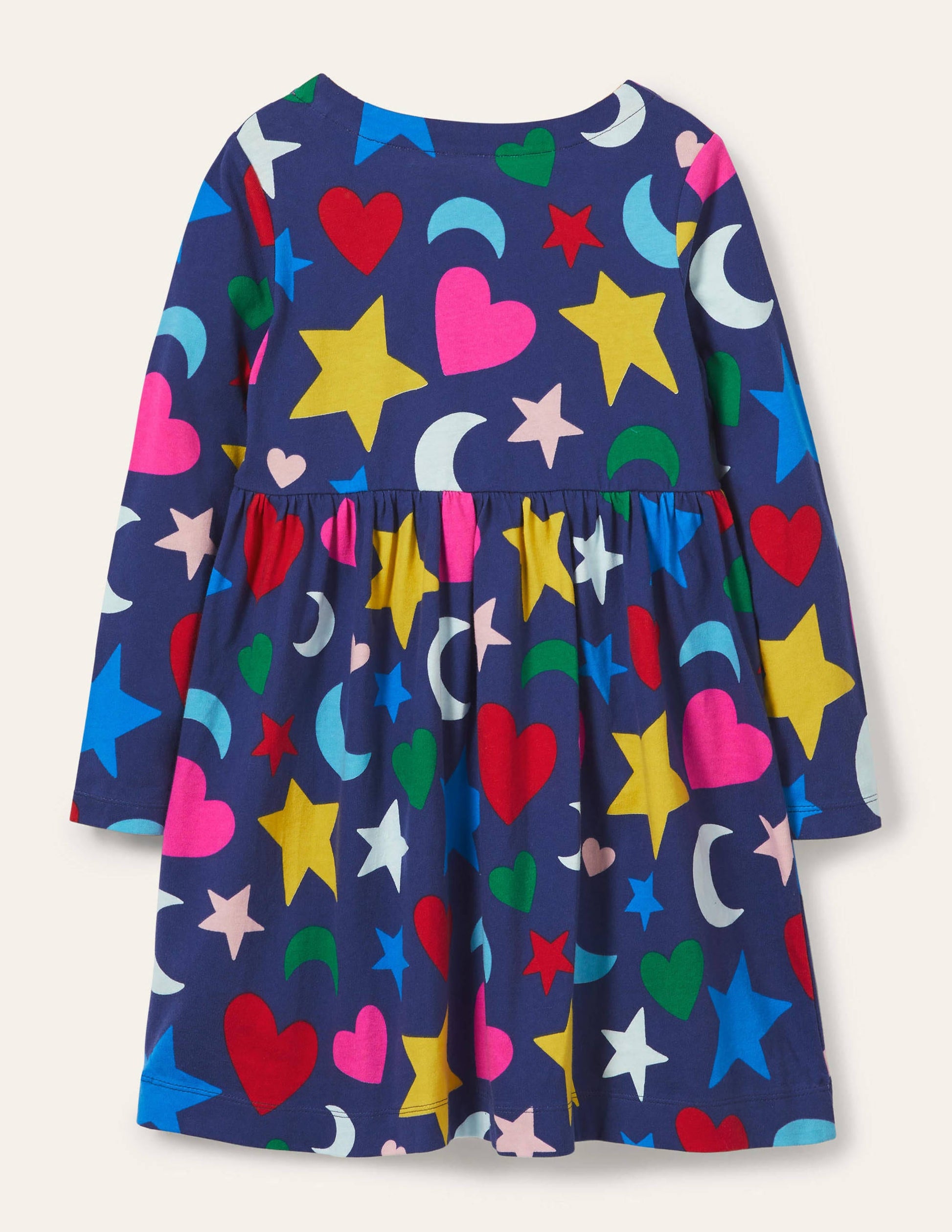 Long Sleeve Fun Jersey Dress-Starboard Blue Rainbow Magic-2