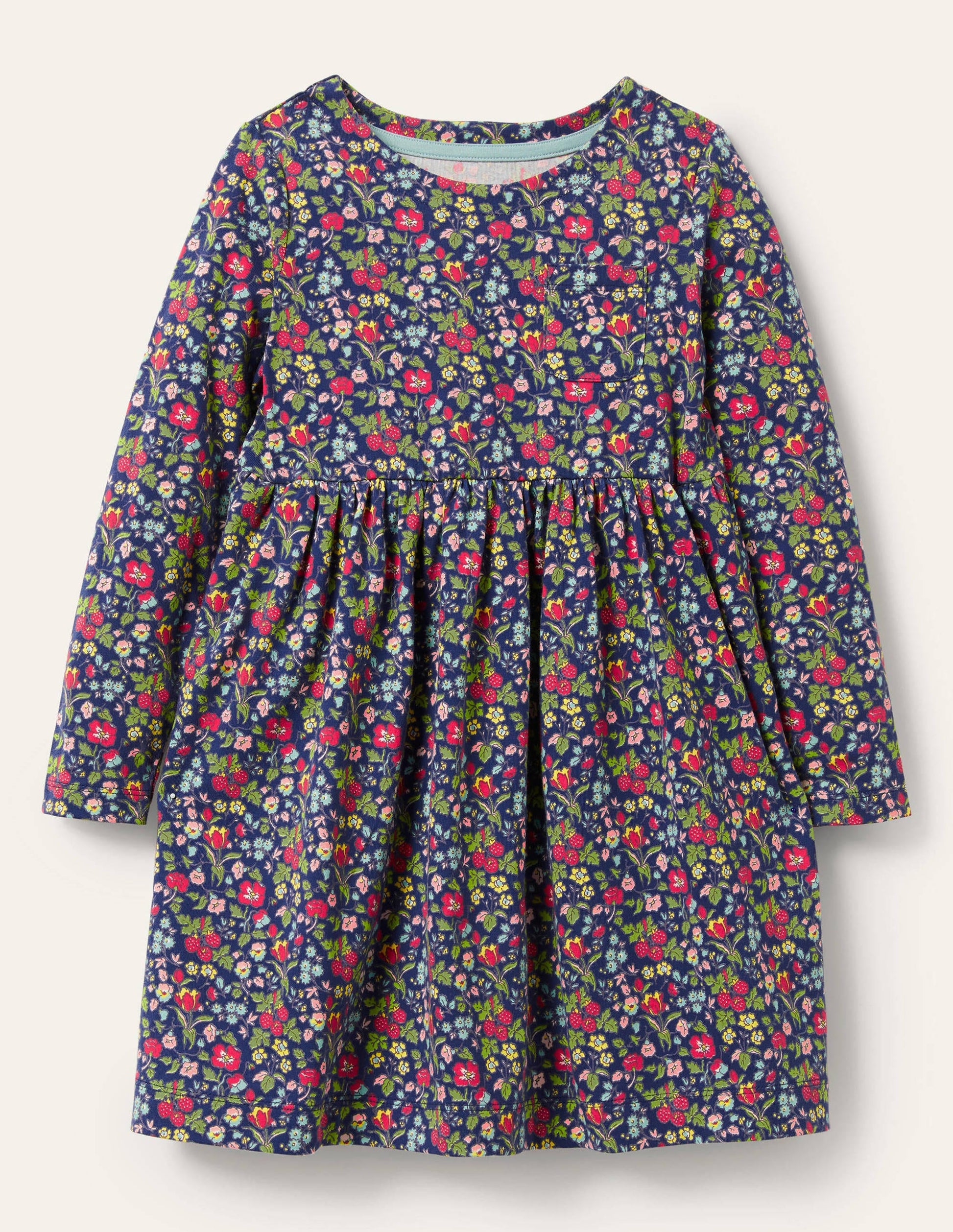 Long Sleeve Fun Jersey Dress-Starboard Autumn Berry Floral-1