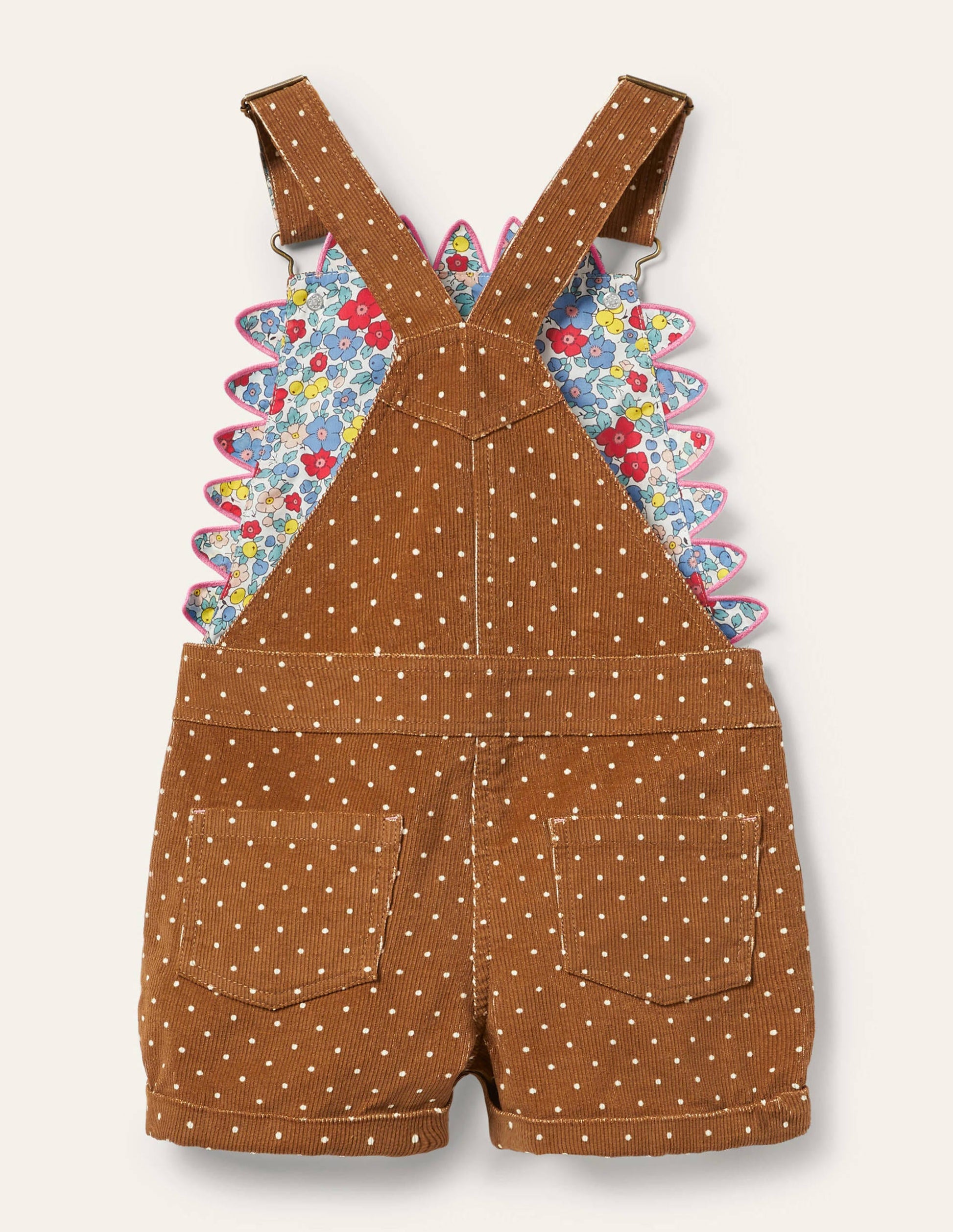Animal Short Cord Dungarees-Butterscotch Brown Hedgehog-2