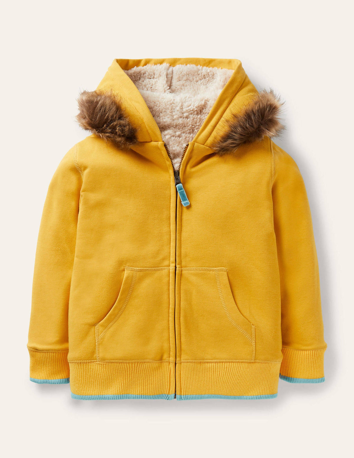 Fun Shaggy-lined Hoodie-Honeycomb Yellow Lion-1