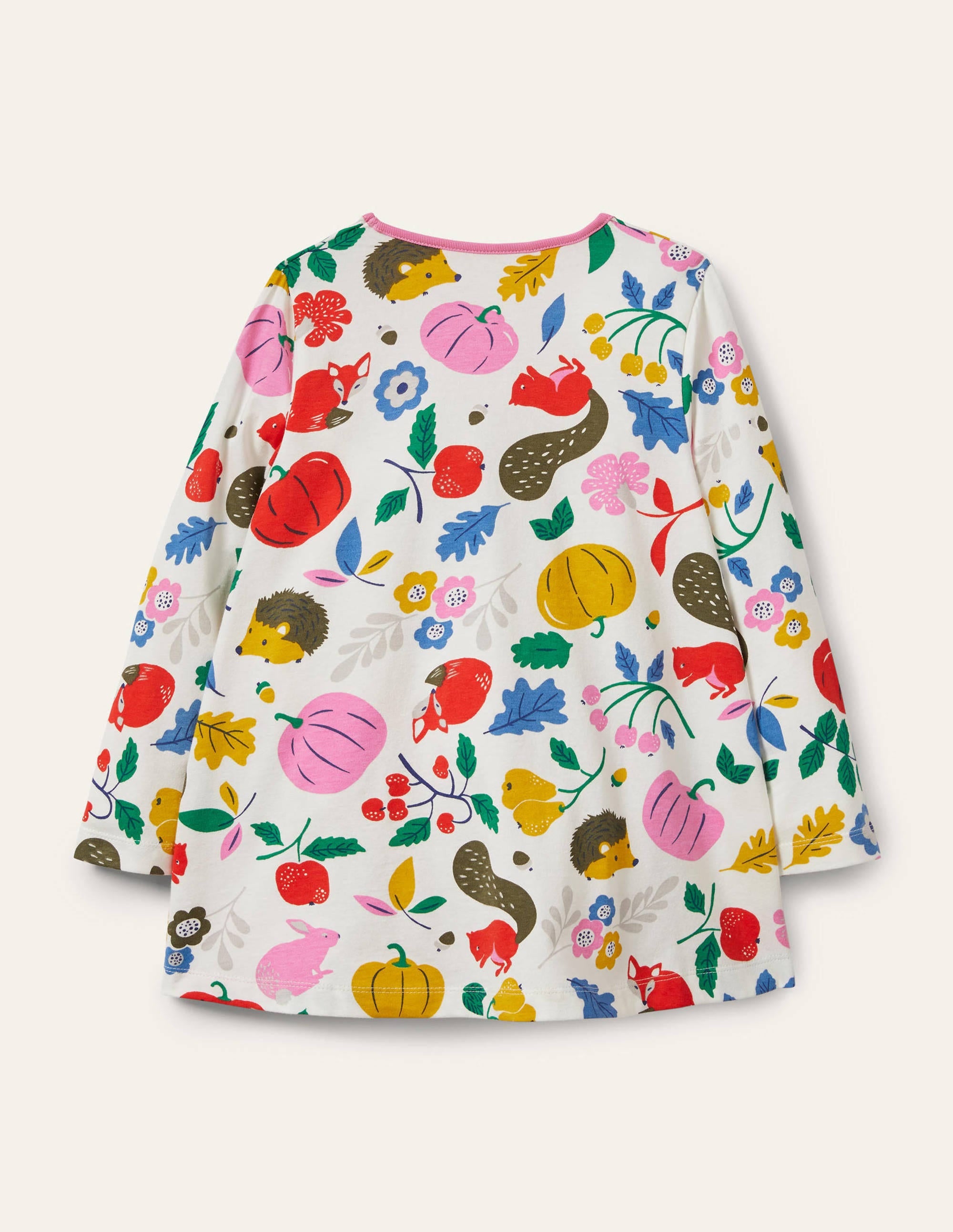 Printed Jersey Pocket Tunic-Ivory Forest Friends - Image 2