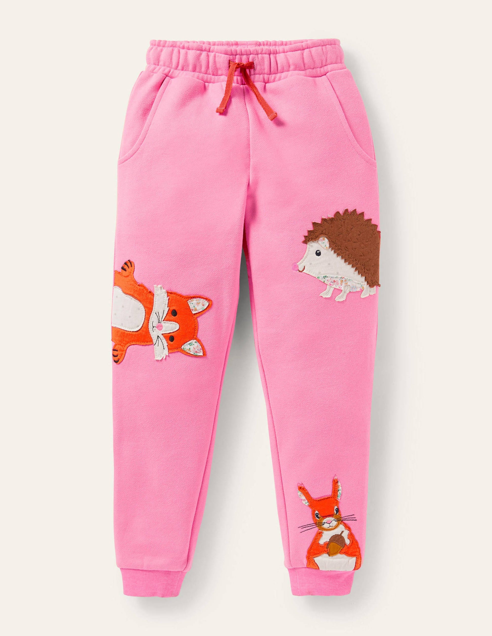 Cosy Appliqué Joggers-Bright Petal Pink Animals-1