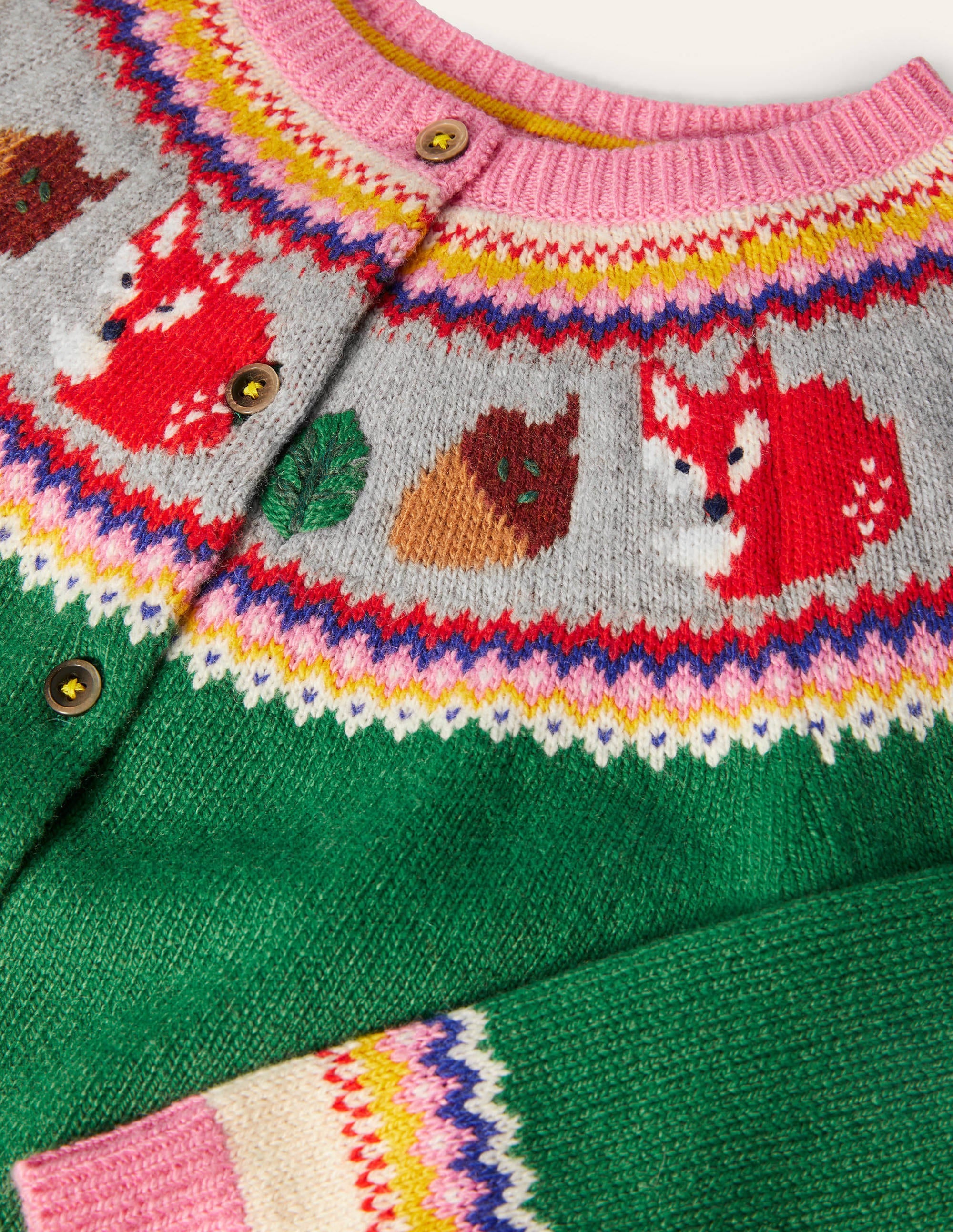 Cosy Fair Isle Cardigan-Highland Green Forest - Image 3
