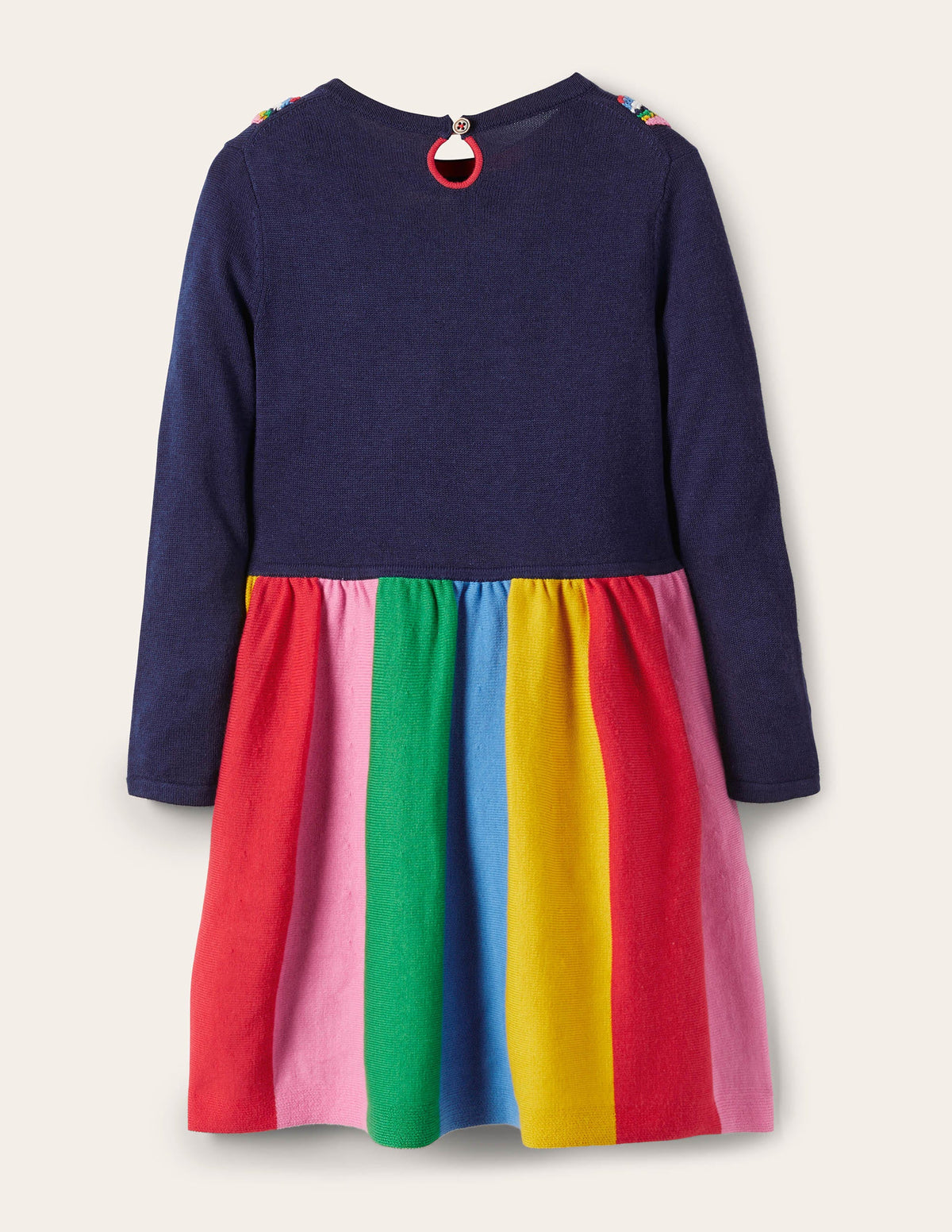 Cosy Knitted Dress-College Navy Rainbow-2