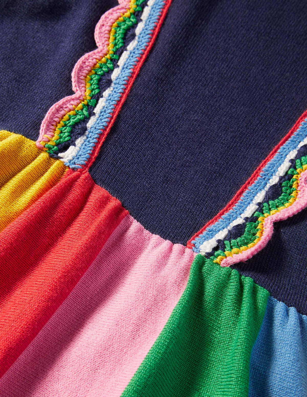 Cosy Knitted Dress-College Navy Rainbow-3