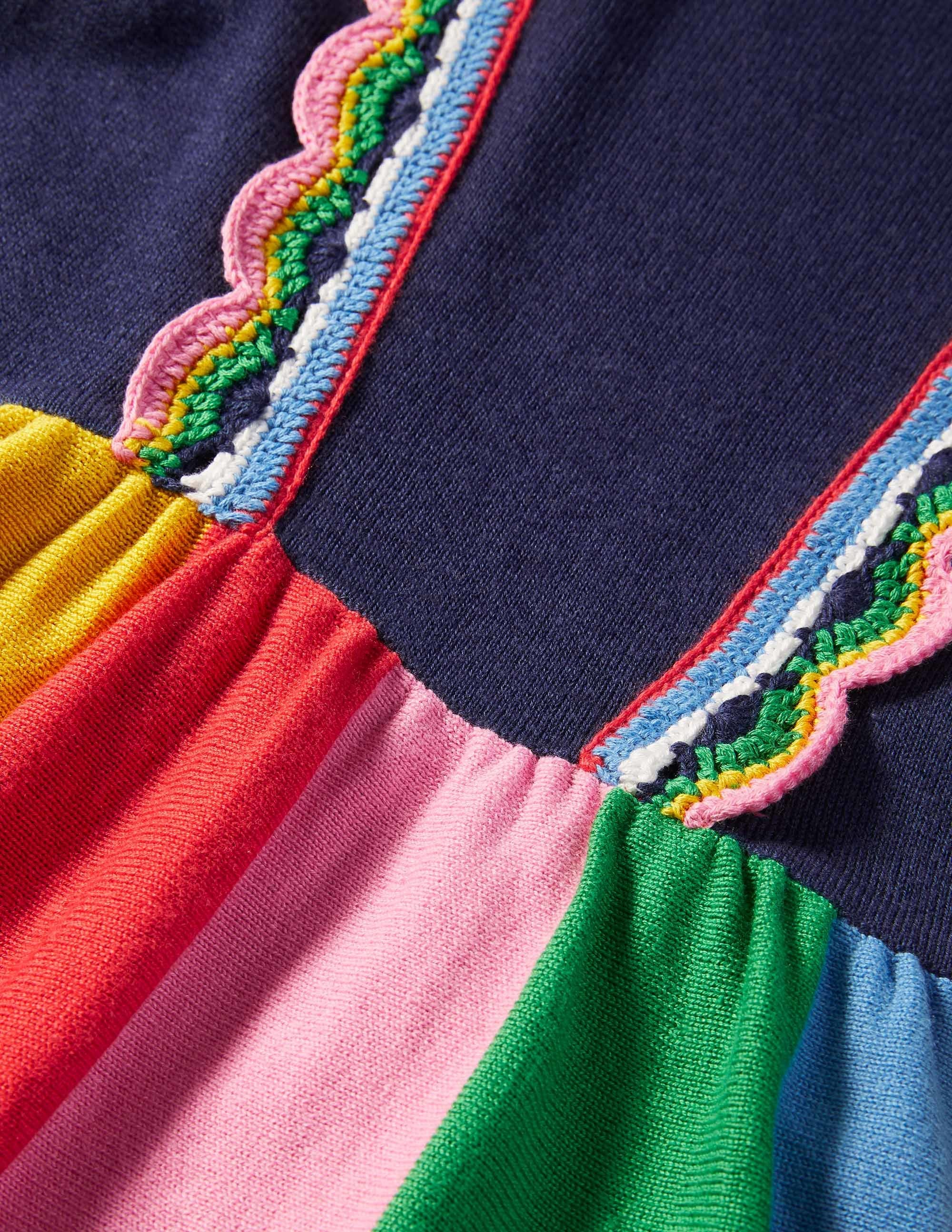 Cosy Knitted Dress-College Navy Rainbow - Image 3