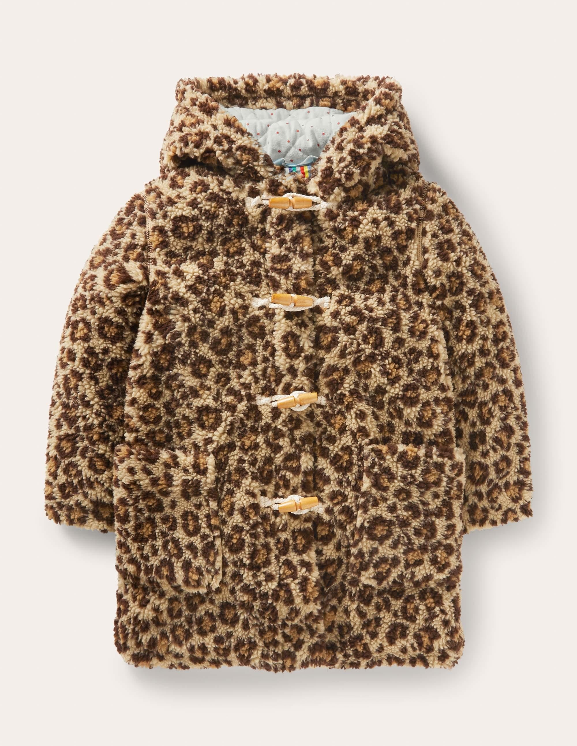 Cosy Borg Duffle Coat-Leopard Print - Image 1