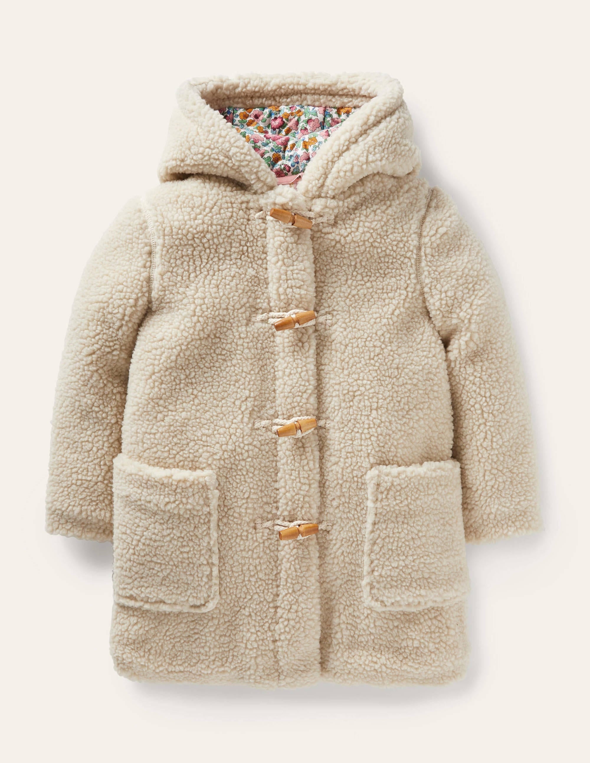 Cosy Borg Duffle Coat-Oatmeal - Image 1
