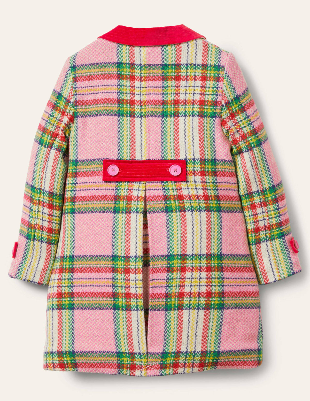 Colourful Wool Coat-Pink Blanket Check - Image 2