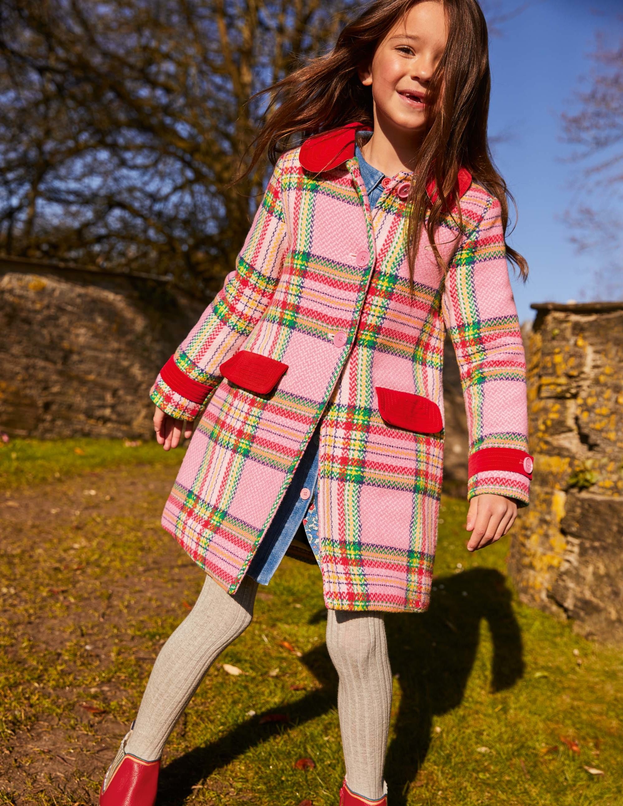 Colourful Wool Coat-Pink Blanket Check - Image 4