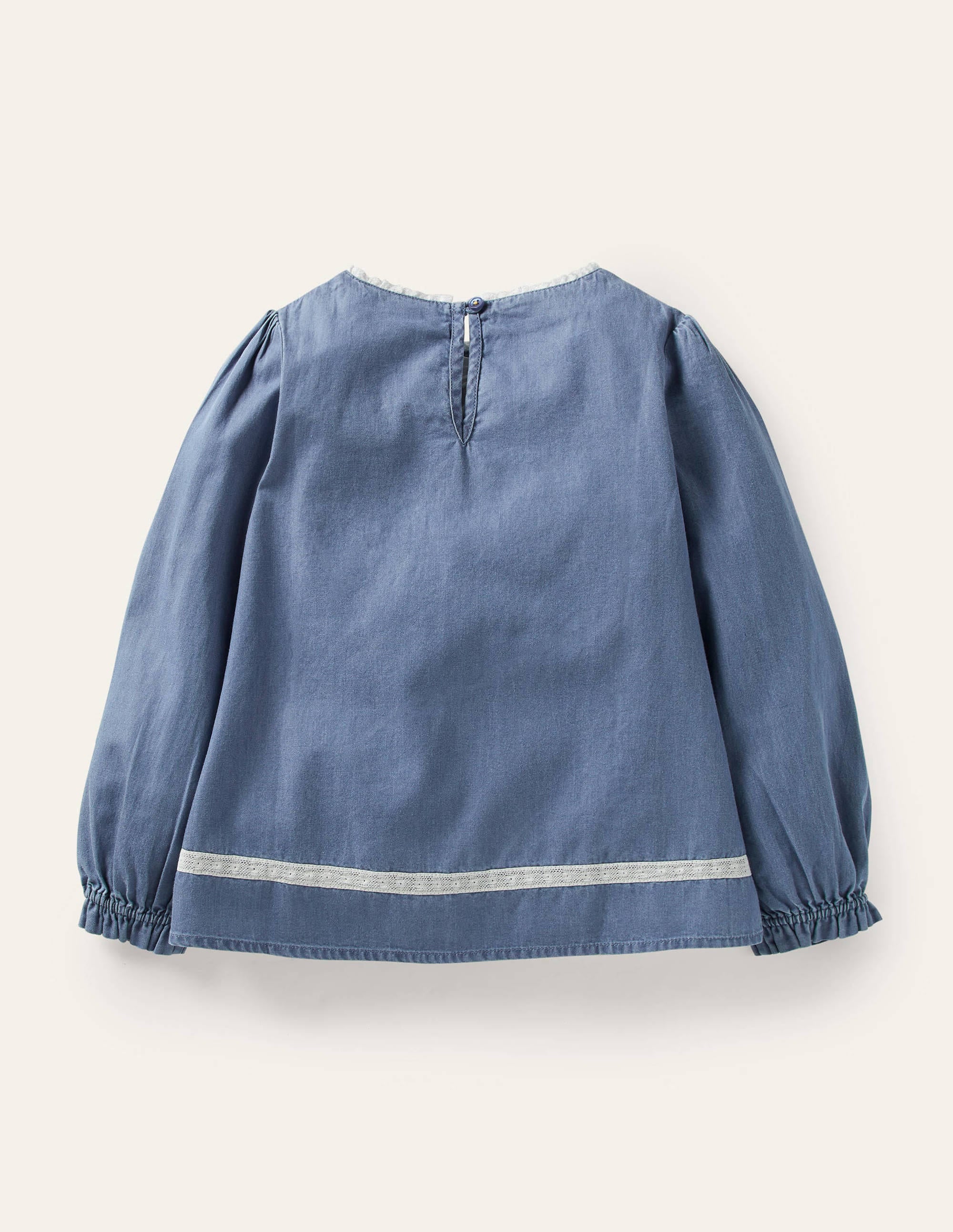 Chambray Embroidered Top-Chambray - Image 2