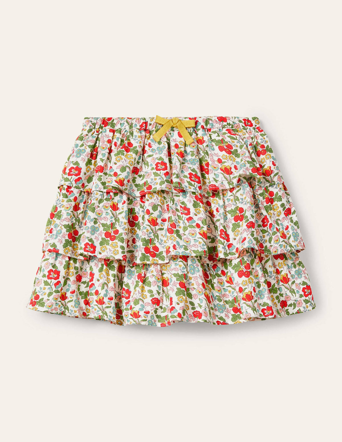 Tiered Ruffle Skirt-Ivory Autumn Berry Floral - Image 1