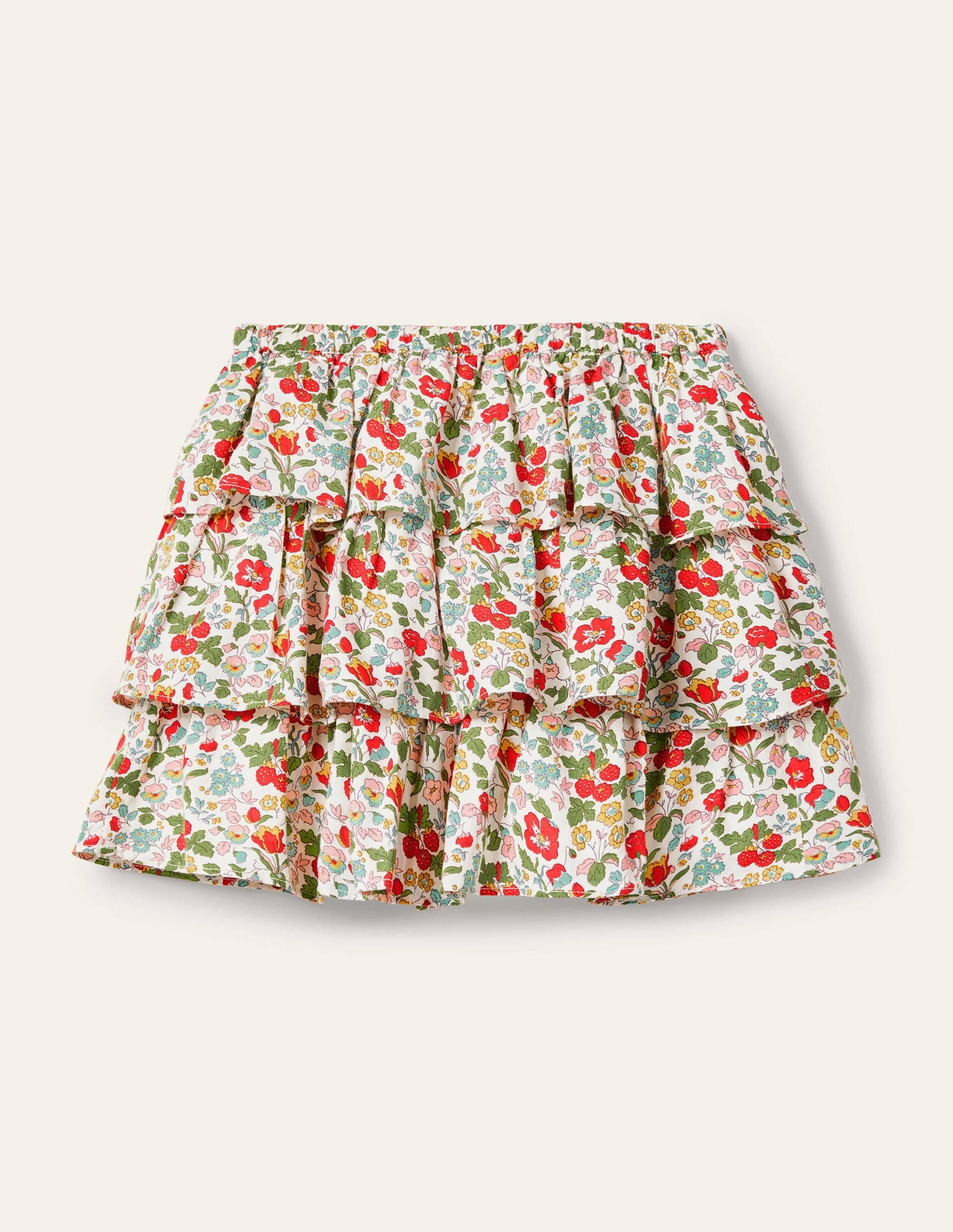 Tiered Ruffle Skirt-Ivory Autumn Berry Floral - Image 2