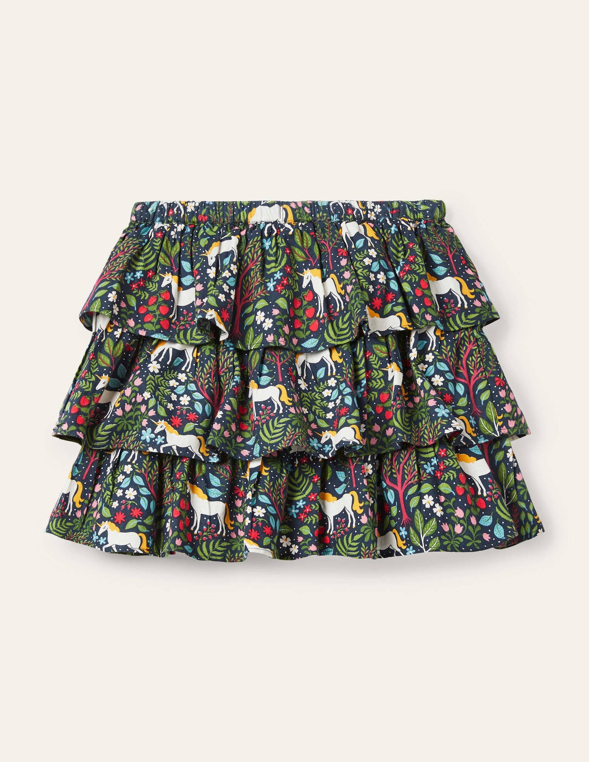 Tiered Ruffle Skirt-Stormy Blue Unicorn Tapestry-2