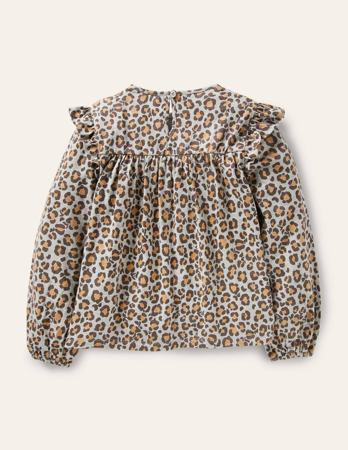 Floaty Printed Ruffle Top-Grey Marl Leopard Print - Image 2