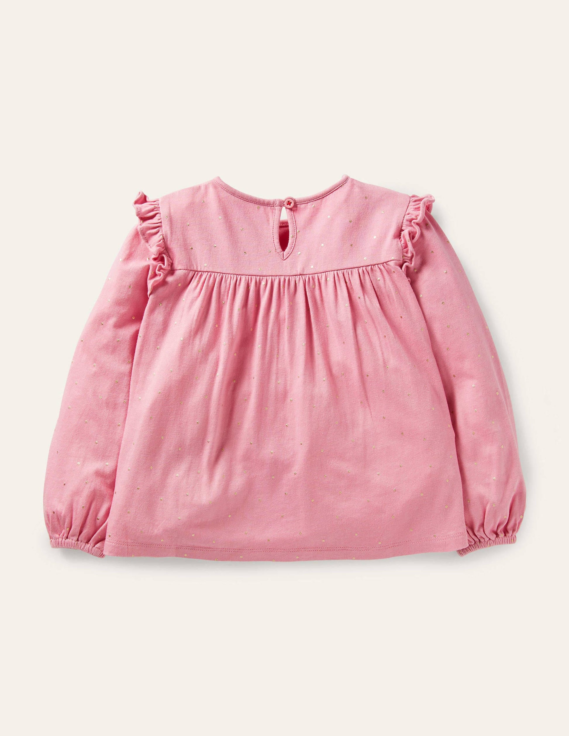 Floaty Printed Ruffle Top-Formica Pink Gold Spot-2