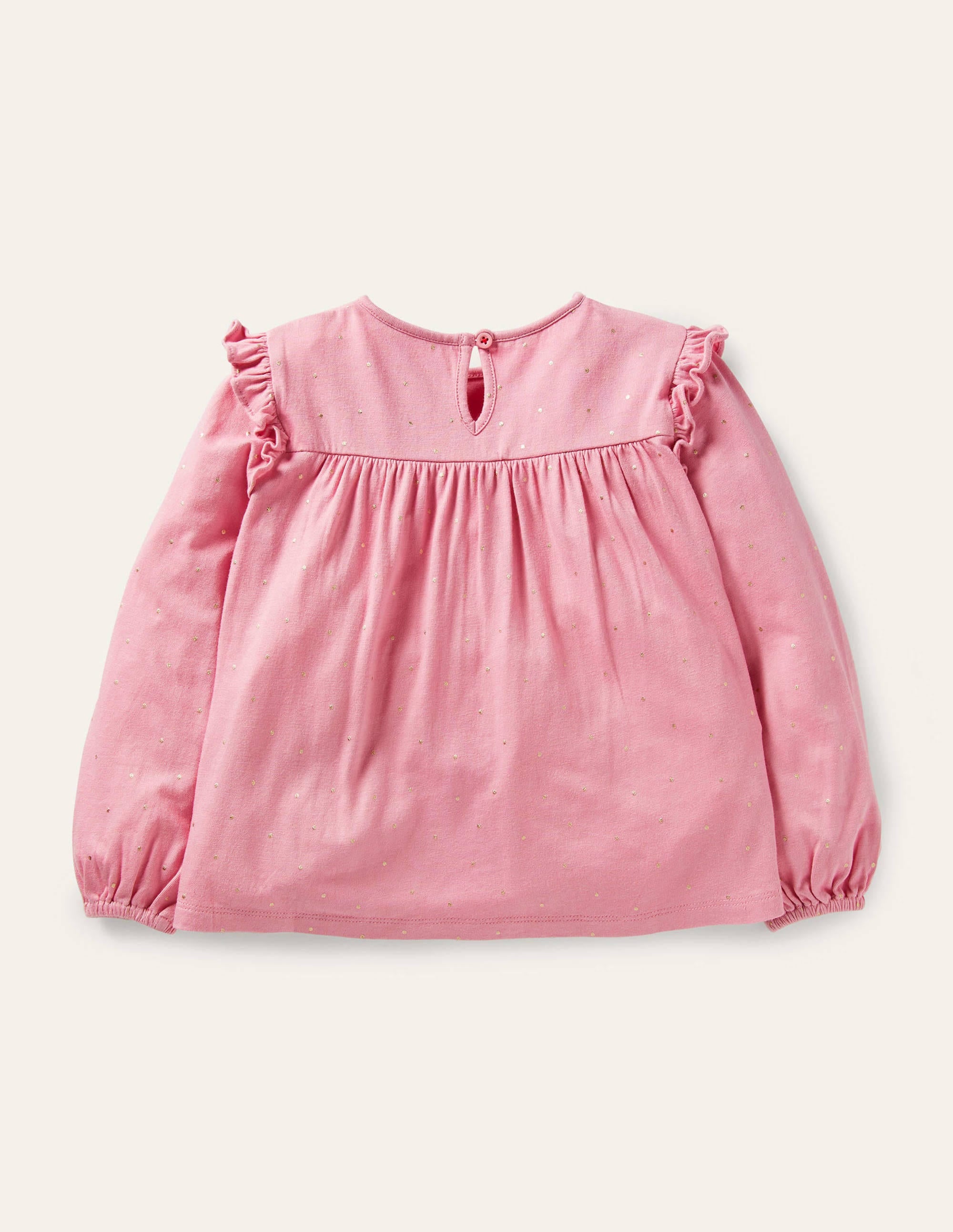 Floaty Printed Ruffle Top-Formica Pink Gold Spot - Image 2