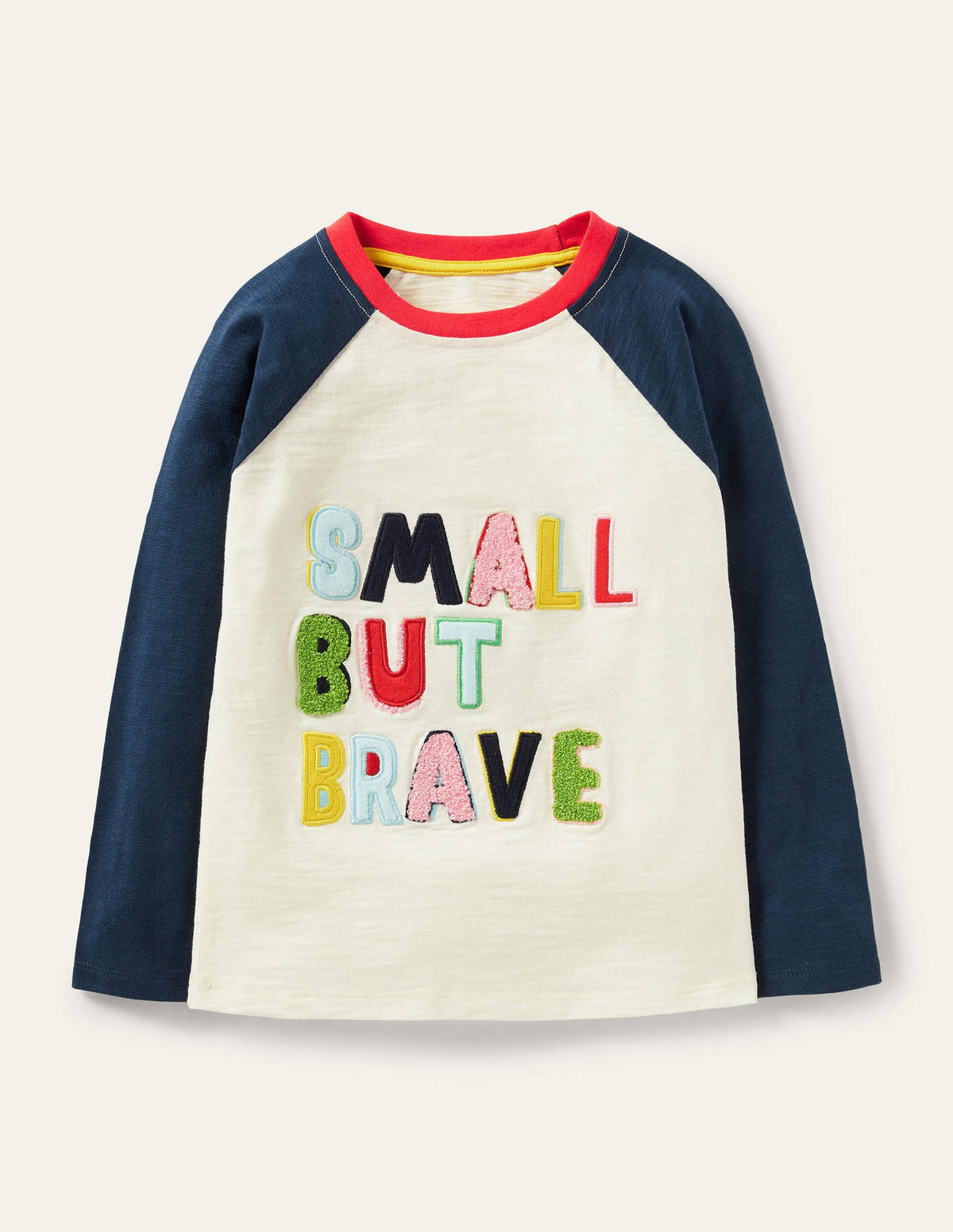 Textured Raglan T-shirt-Ivory Small But Brave - Image 1