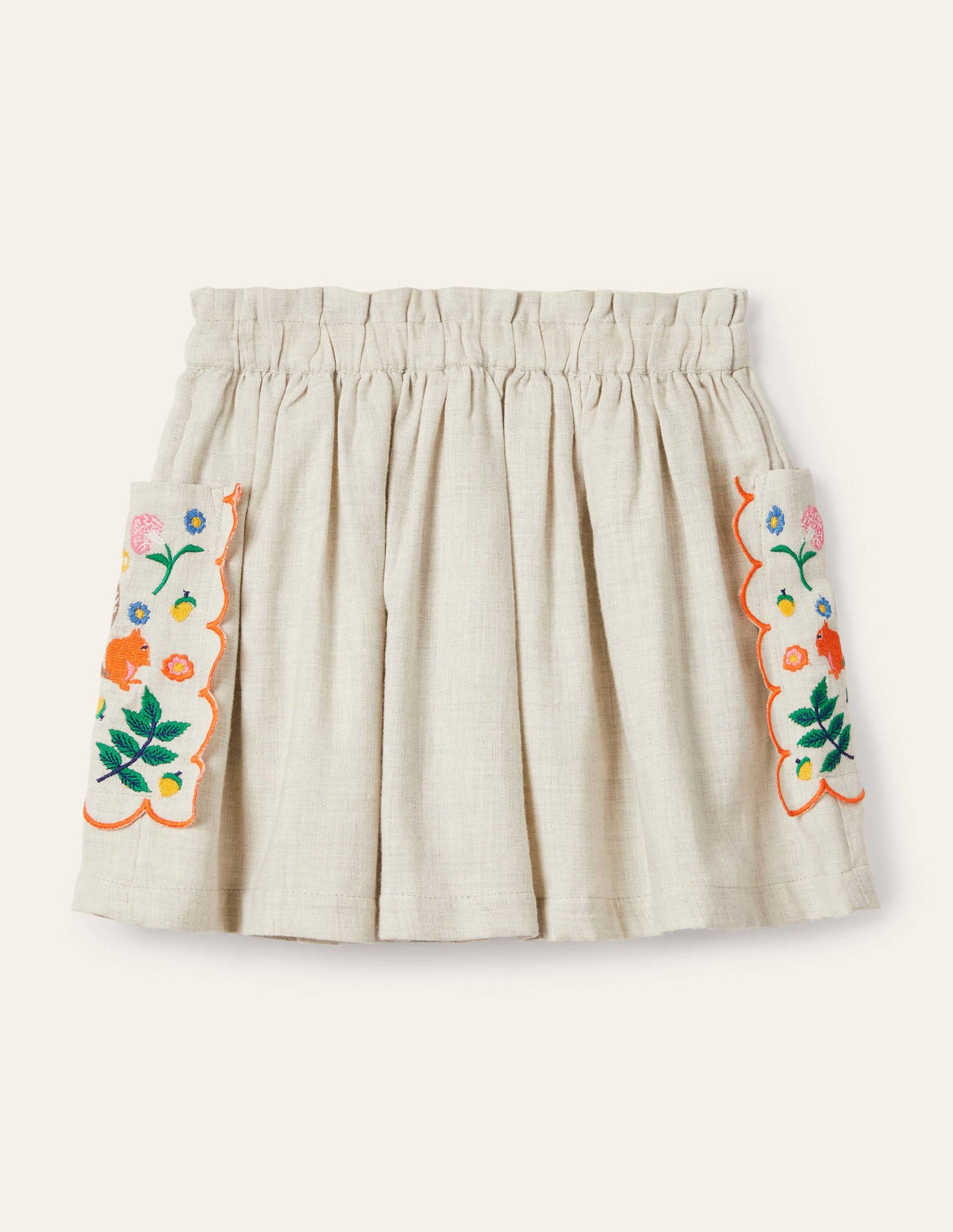 Embroidered Pocket Skirt-Oatmeal Embroidery-2