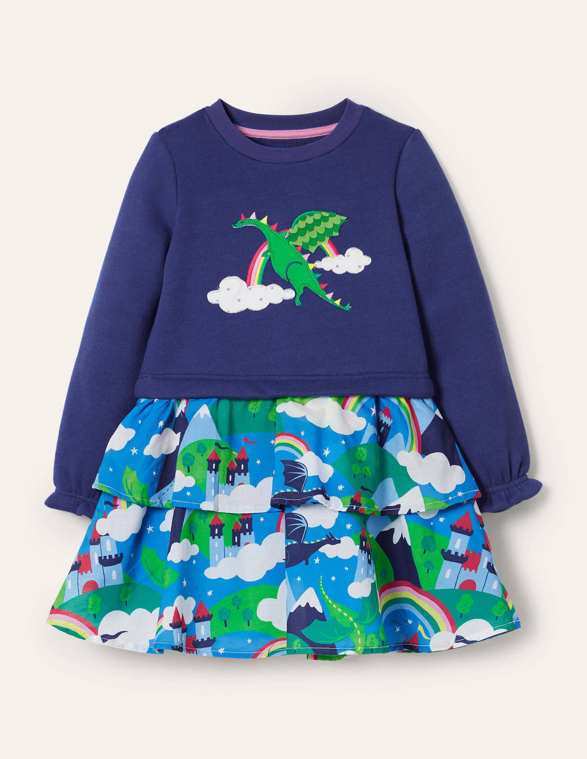 Appliqué Hotchpotch Dress-Multi Dragon Sky-1