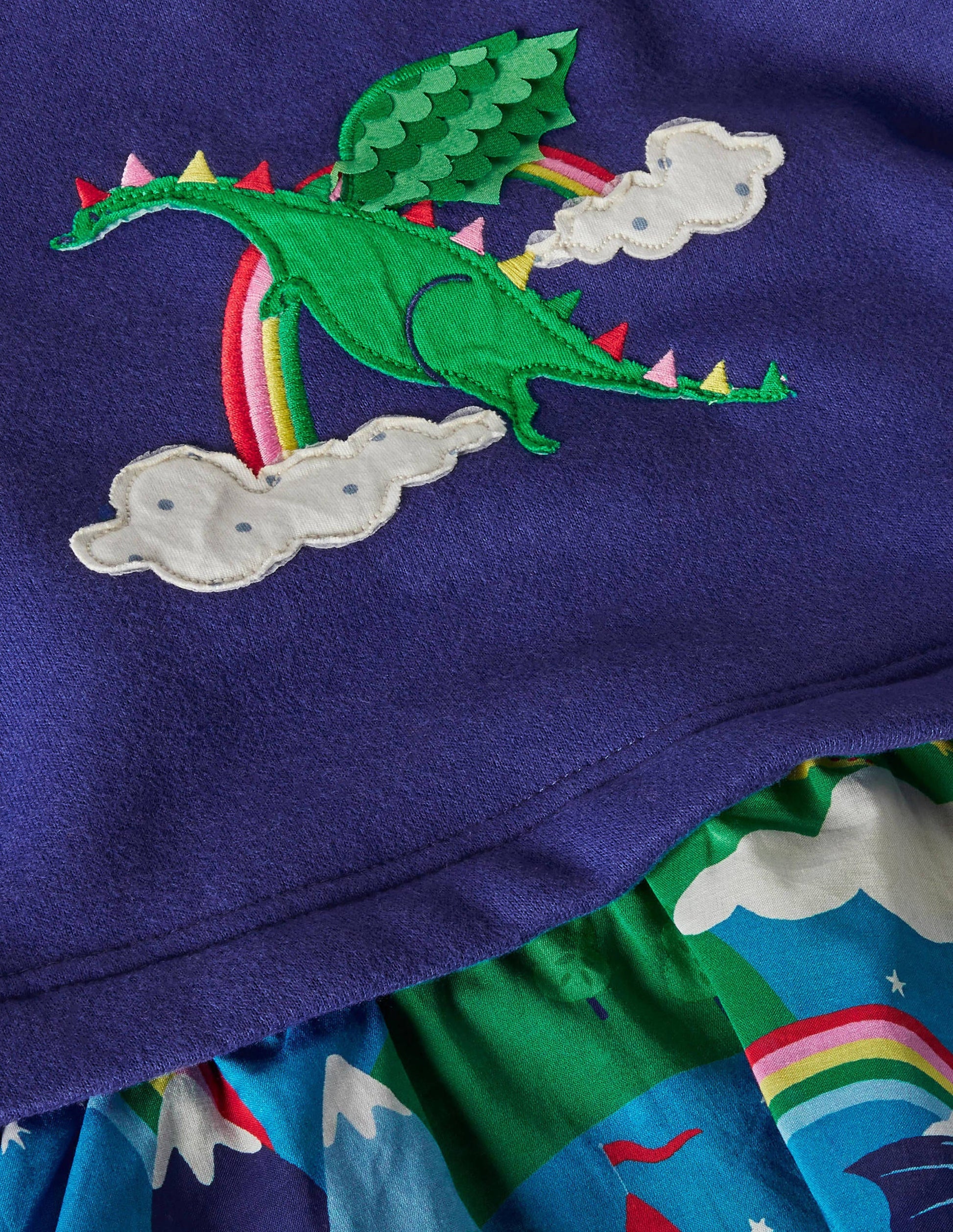 Appliqué Hotchpotch Dress-Multi Dragon Sky-3