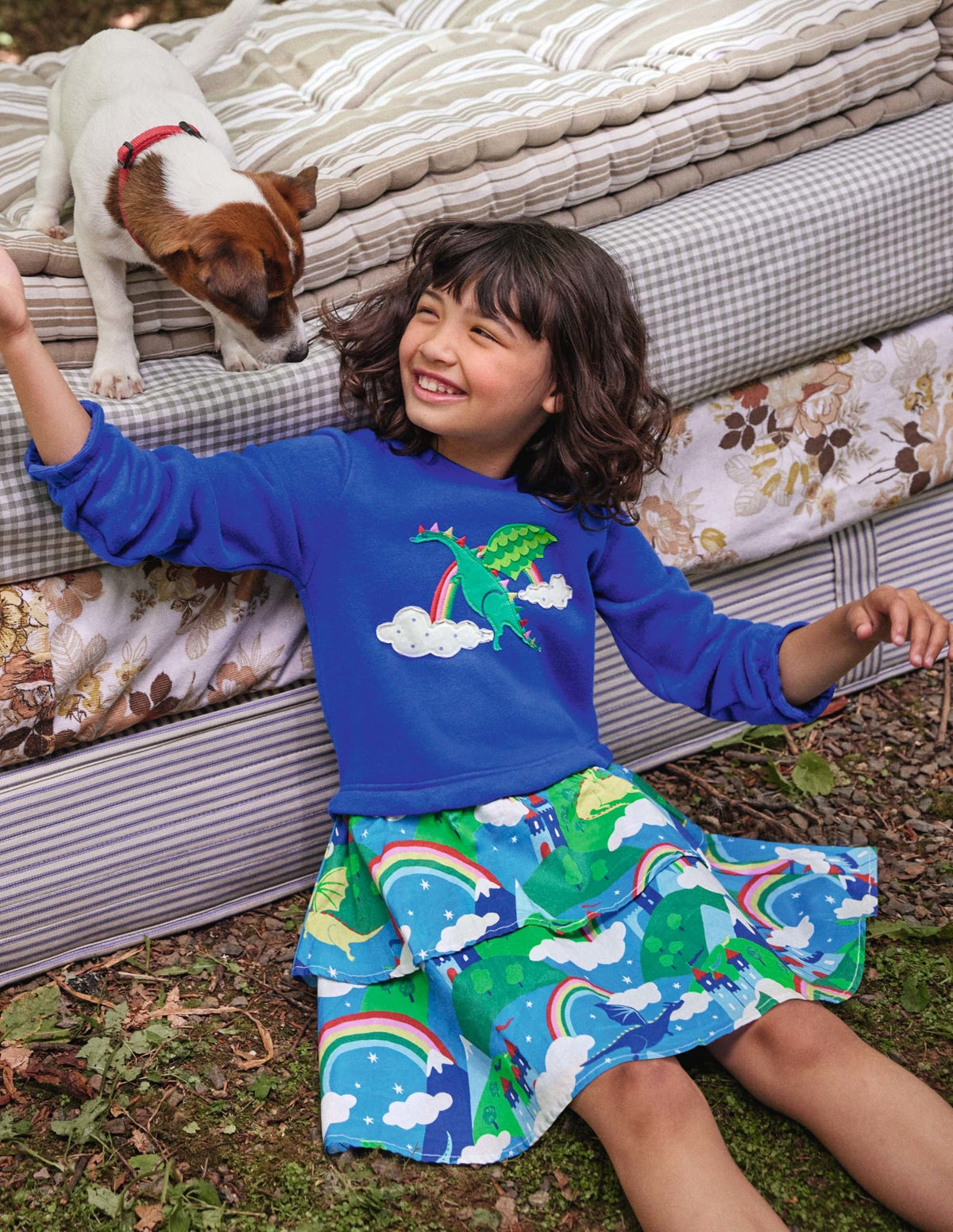 Appliqué Hotchpotch Dress-Multi Dragon Sky-4