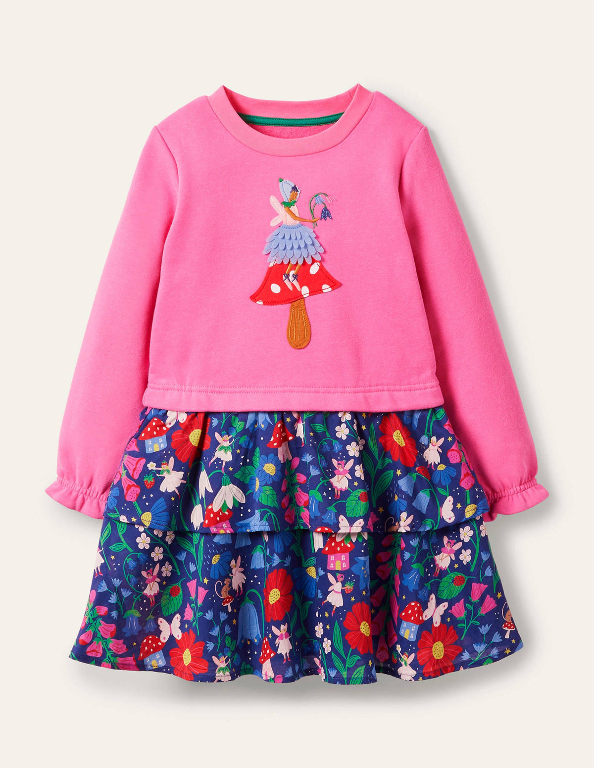 Appliqué Hotchpotch Dress-Starboard Blue Forest Fairies - Image 1