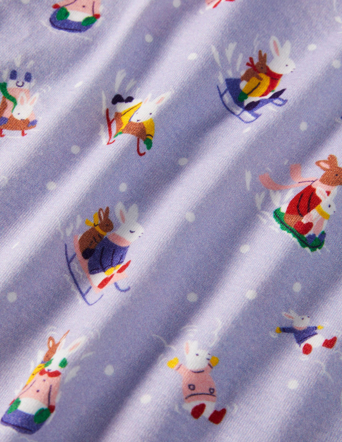 Snug Long John Pyjamas-Winter Sky Blue Snow Bunnies-3
