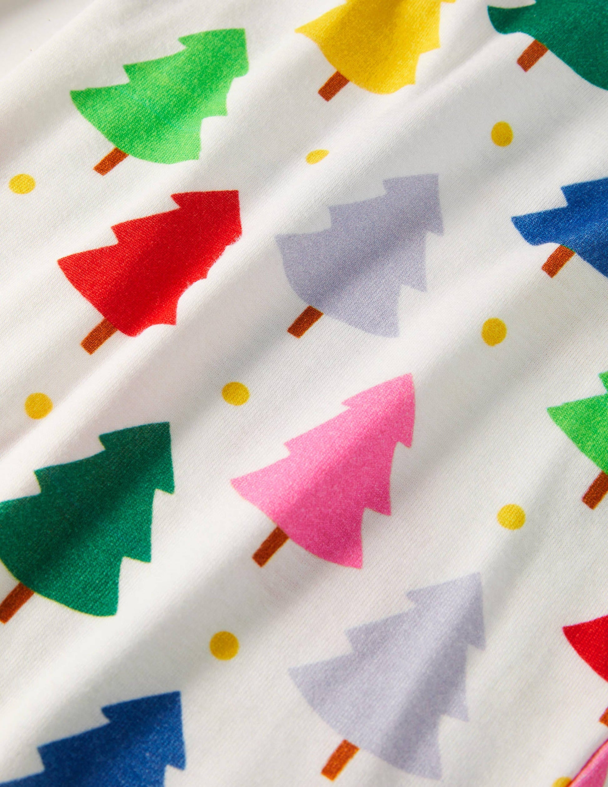 Snug Long John Pyjamas-Ivory Rainbow Christmas Trees-3