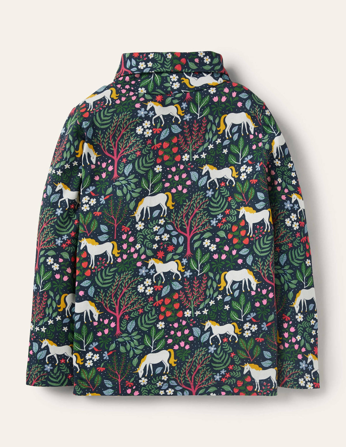 Roll Neck Supersoft T-shirt-Stormy Blue Unicorn Tapestry - Image 2