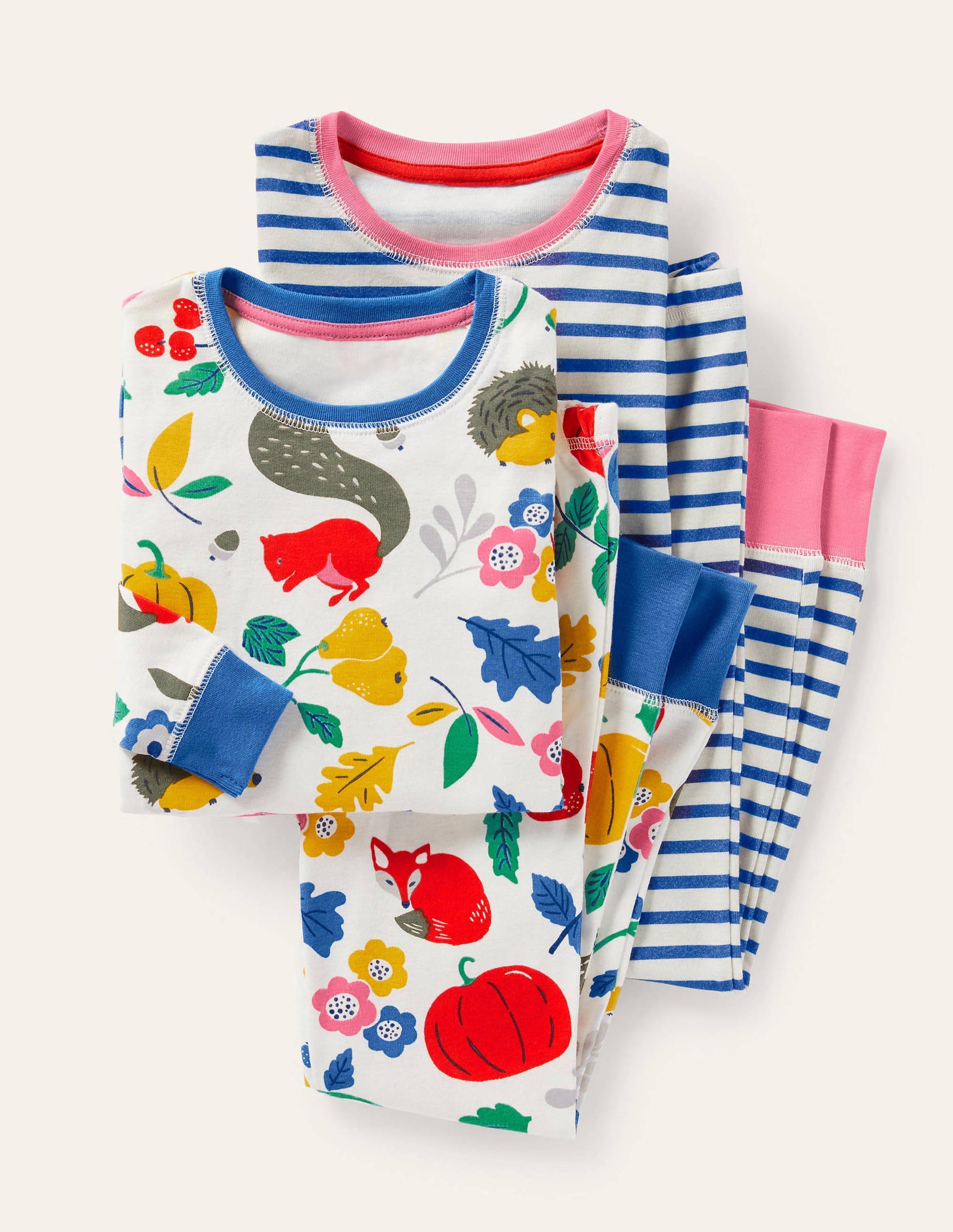 Twin Pack Snug Pyjamas-Ivory Forest Friends/Blue-1