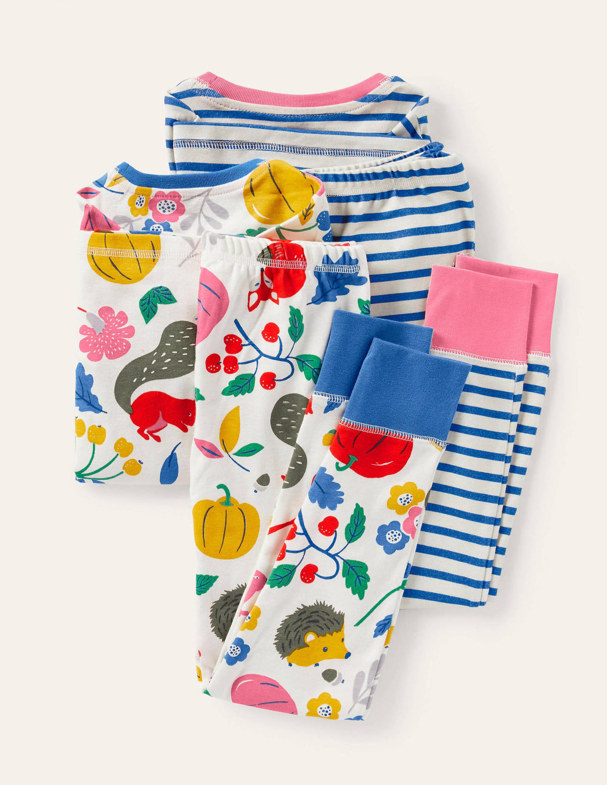 Twin Pack Snug Pyjamas-Ivory Forest Friends/Blue-2