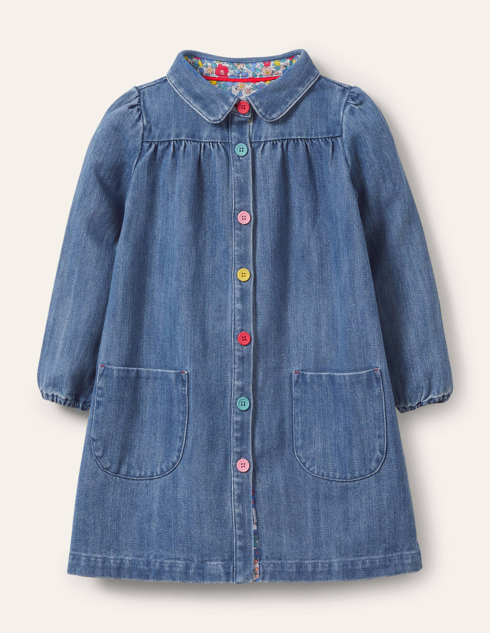 Collared Woven Dress-Chambray - Image 1