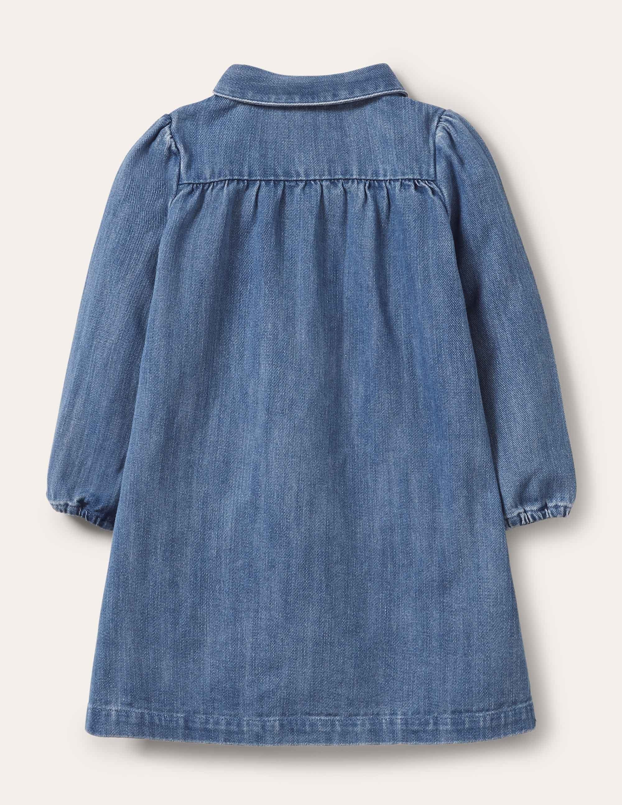 Collared Woven Dress-Chambray - Image 2