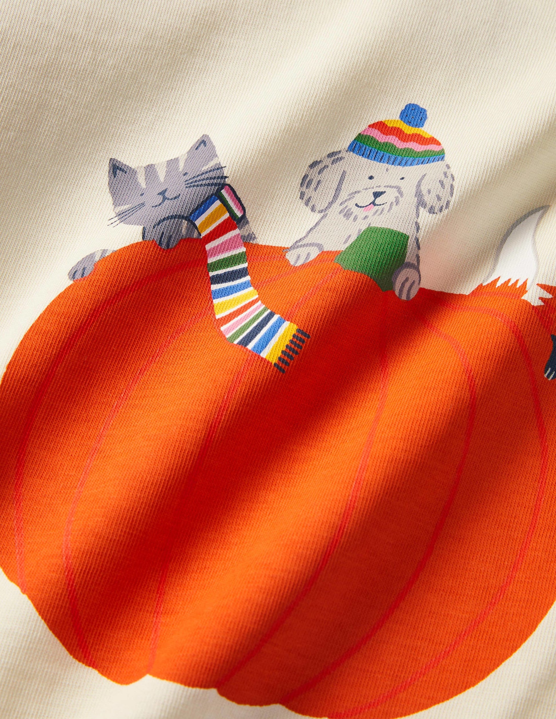 Hotchpotch Animal T-shirt-Multi Stripe/Ivory Pumpkin-3