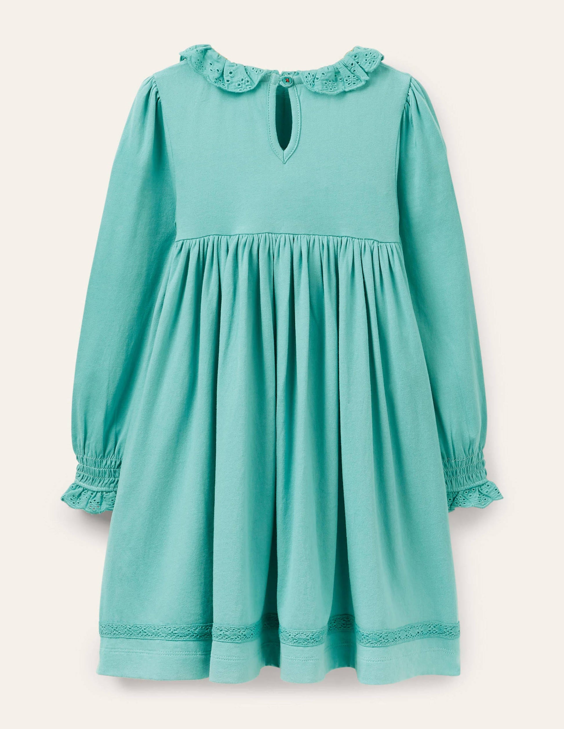 Broderie Collar Jersey Dress-Brook Blue-2
