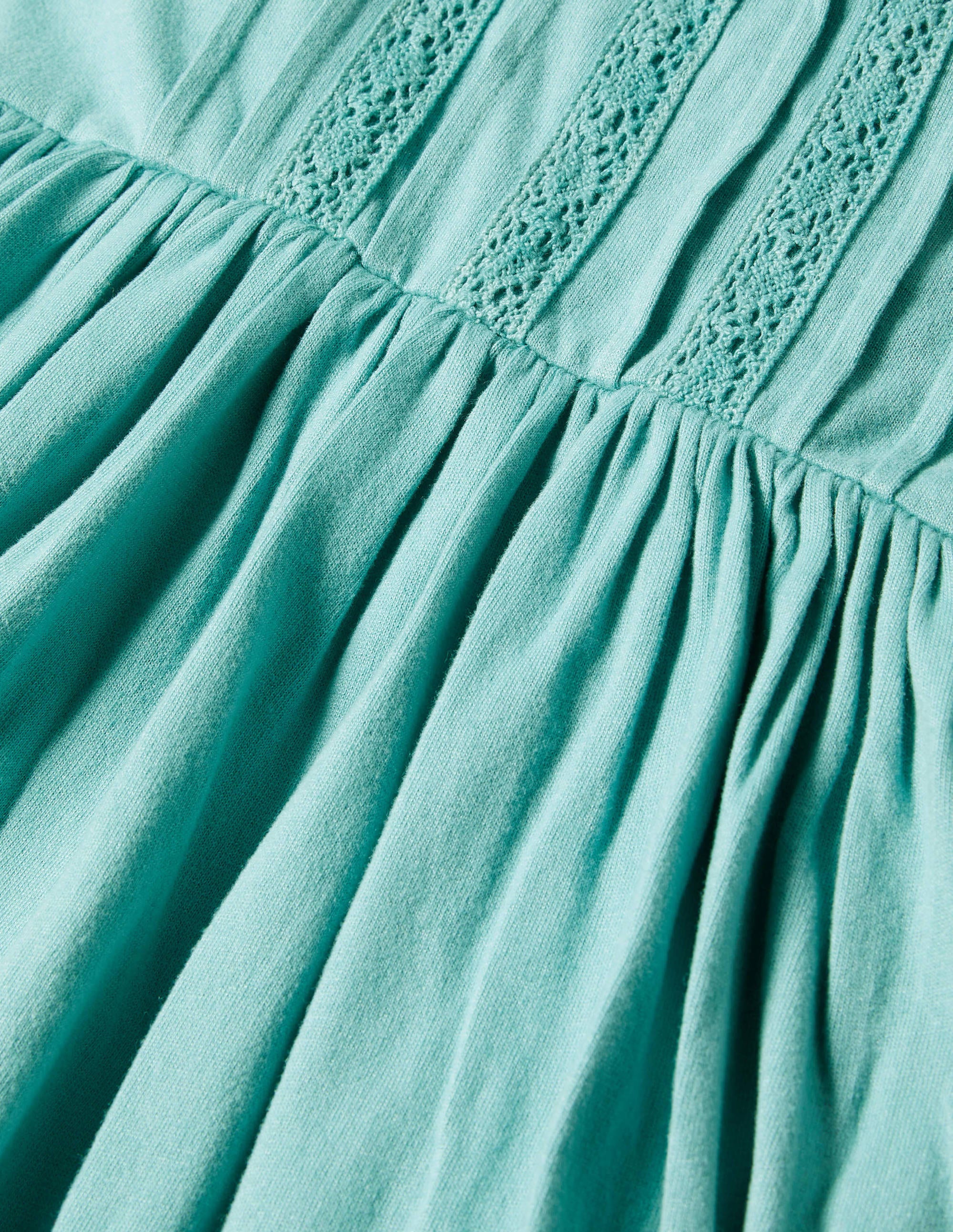 Broderie Collar Jersey Dress-Brook Blue - Image 3